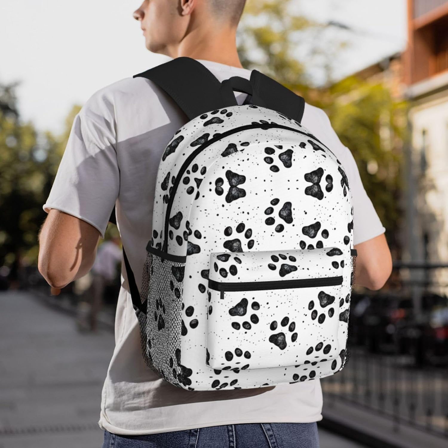 Dog Paw Pattern Backpack Large Sports Bag, Best for Basketball, Soccer, Volleyball, Swim, Gym, Travel