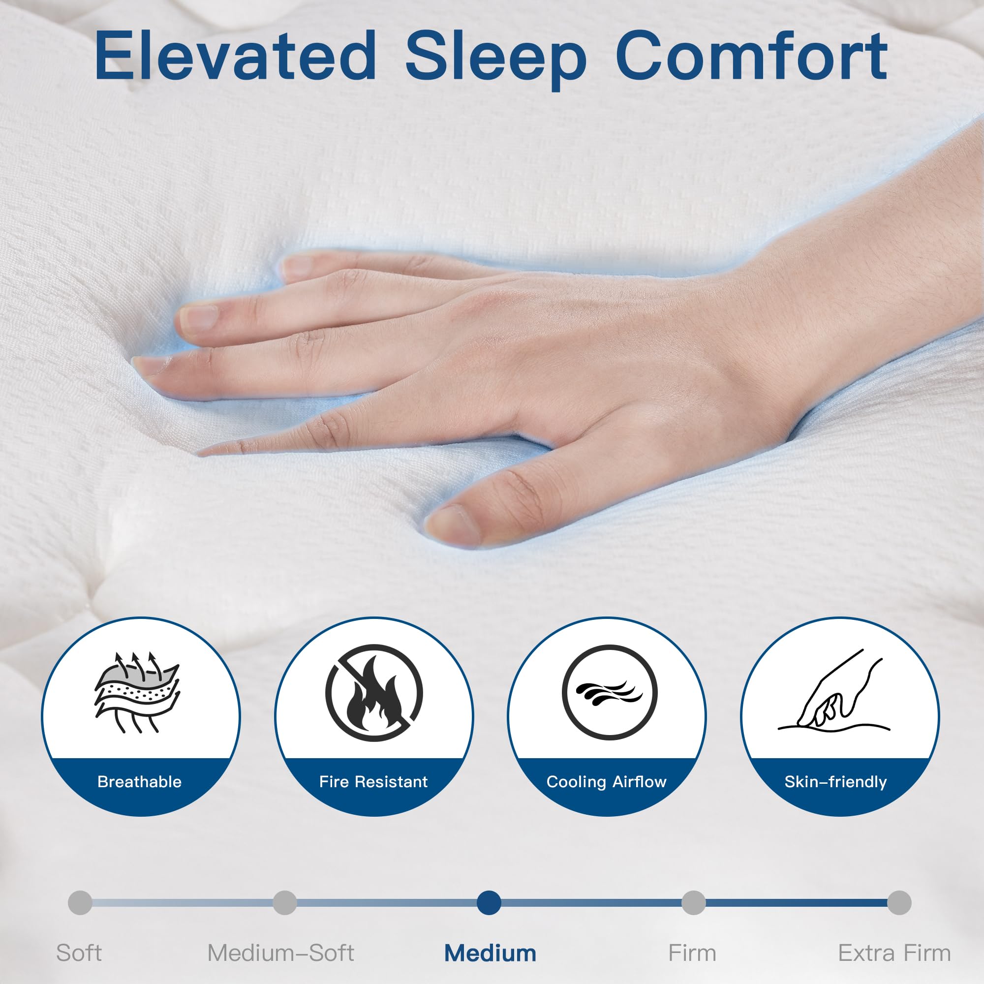 Queen Mattress,12 Inch Memory Foam Hybrid Queen Size Mattresses in a Box, Medium Firm Feel Individual Pocket Springs Matress, Breathable Fabric, Strong Edge Support, Fiberglass Free