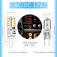 I-SHUNFA G4 LED Izzó 12V 1,6W - Meleg Fehér 2700K 180LM - Energiatakarékos Halogén Helyettesítő - 360° Szórás Páraelszívókhoz - 10db Csomag 2