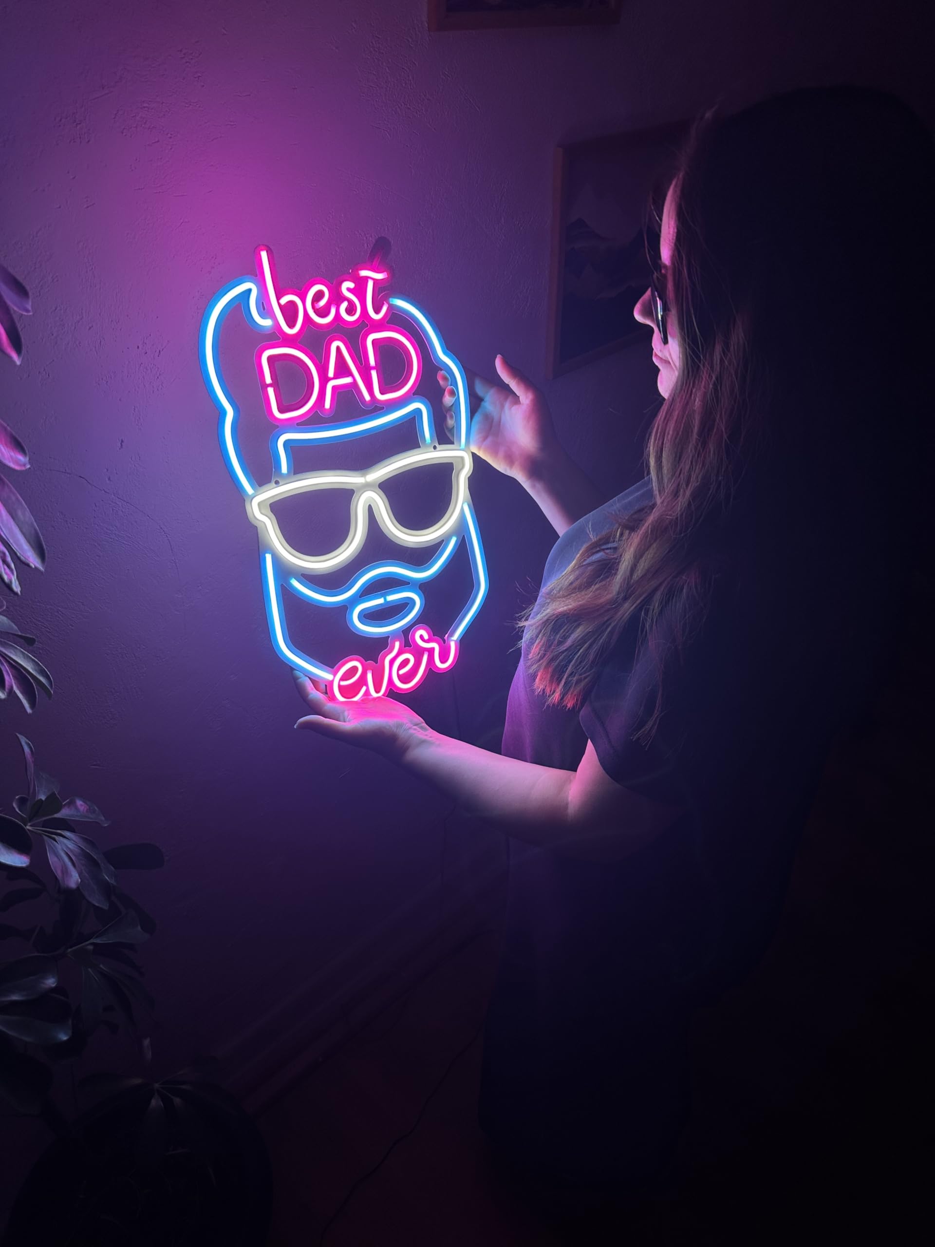 Best Dad Ever Neon Wall Art, Best Dad Ever Neon Sign – Insegna al neon per il papà, insegna al neon per la festa del papà, regalo per la festa del papà, cartello personalizzato a LED, decorazione al