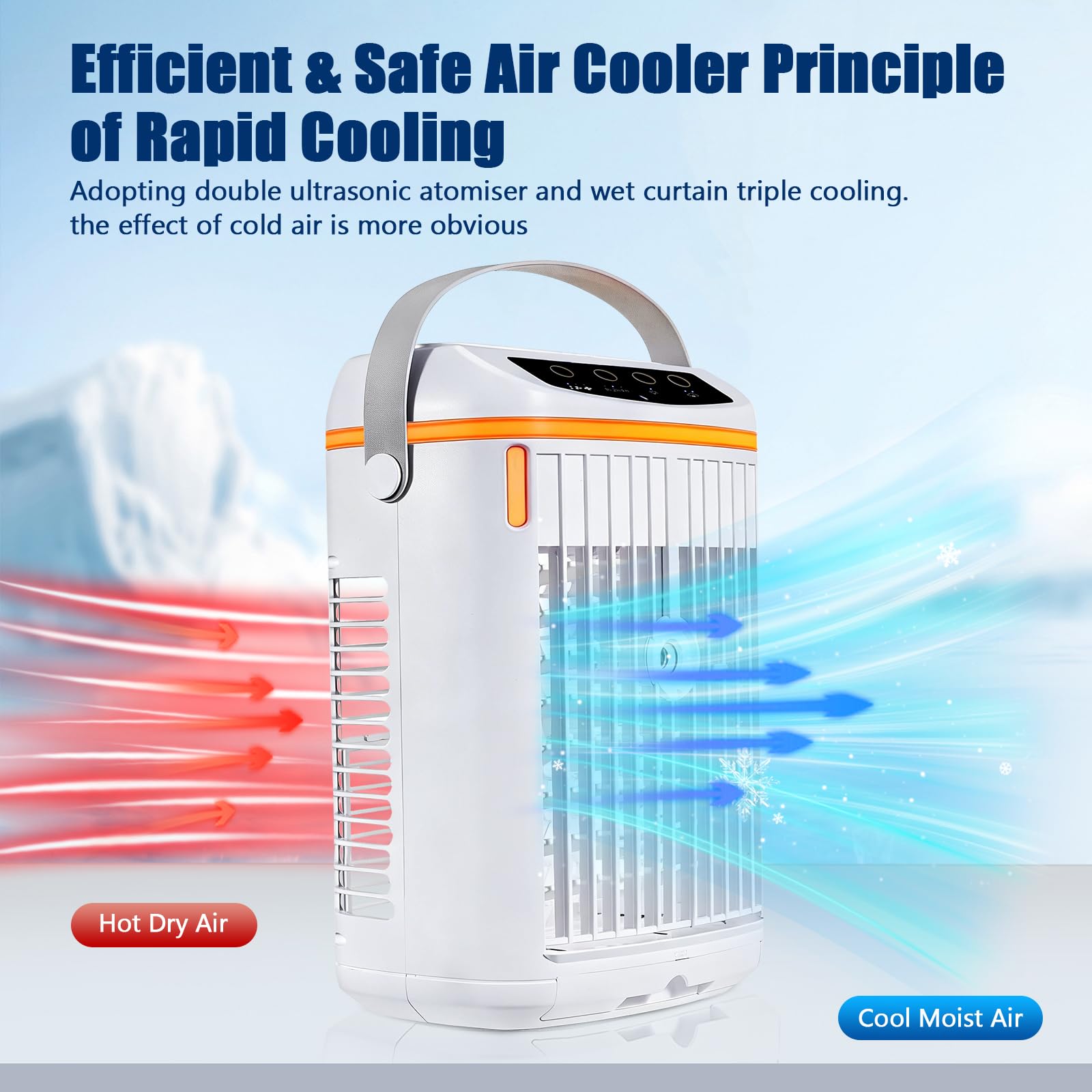 4 w 1 przenośny klimatyzator z pilotem zdalnego sterowania, mini klimatyzator 3 prędkości timer 2 tryby zimnej mgły i 7 RGB zbiornik 1000 ml wentylator wody do pokoju i biura