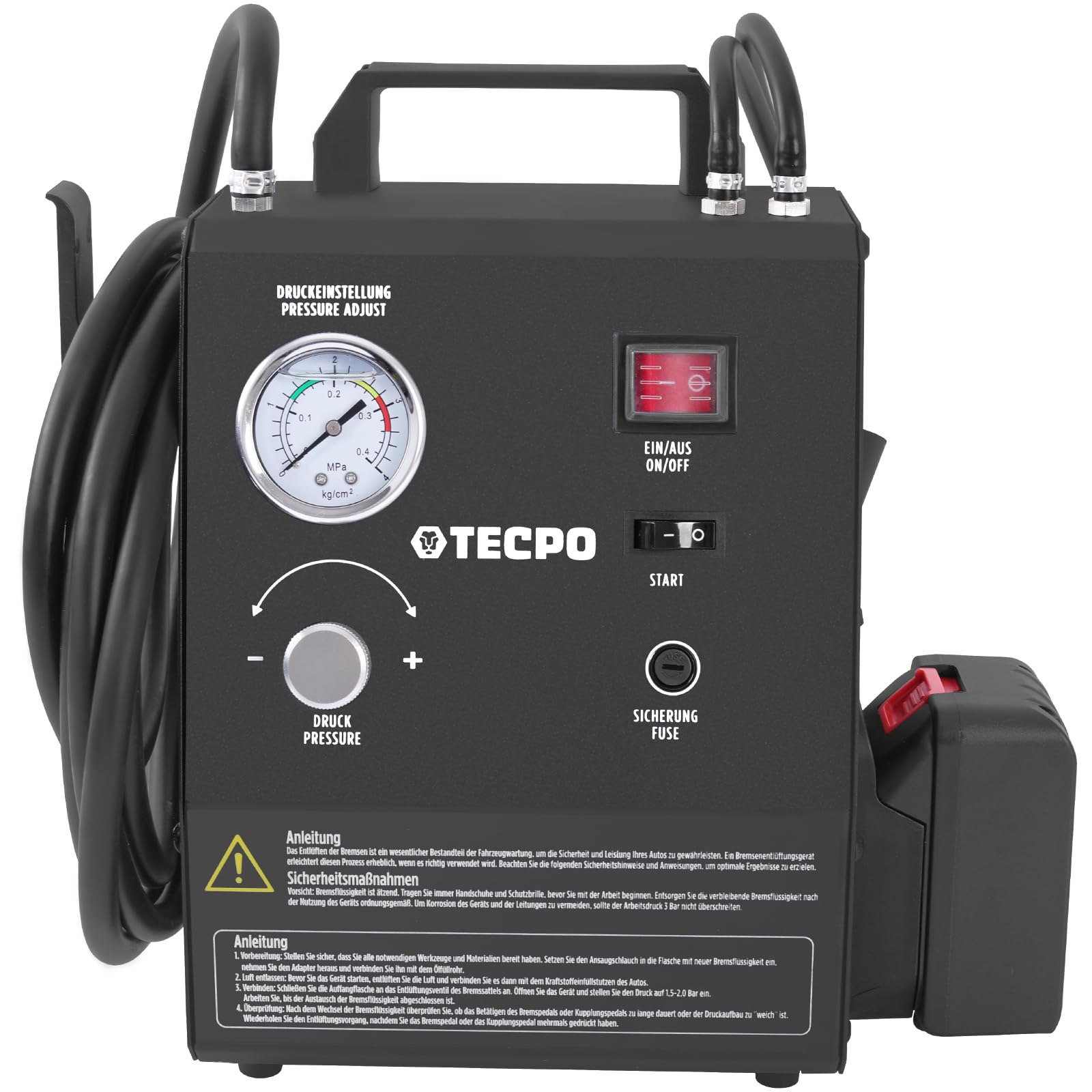 TECPO Elektrisches Bremsenentlüftungsgerät Set Bremsenentlüfter Bremsen entlüften Bremsflüssigkeit Wechsel Satz