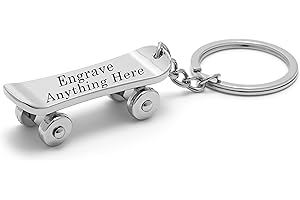 Personalized Skateboard Keychain for Men - Engraved Gift for Father, Boyfriend, Dog, Couple, Husband, Son