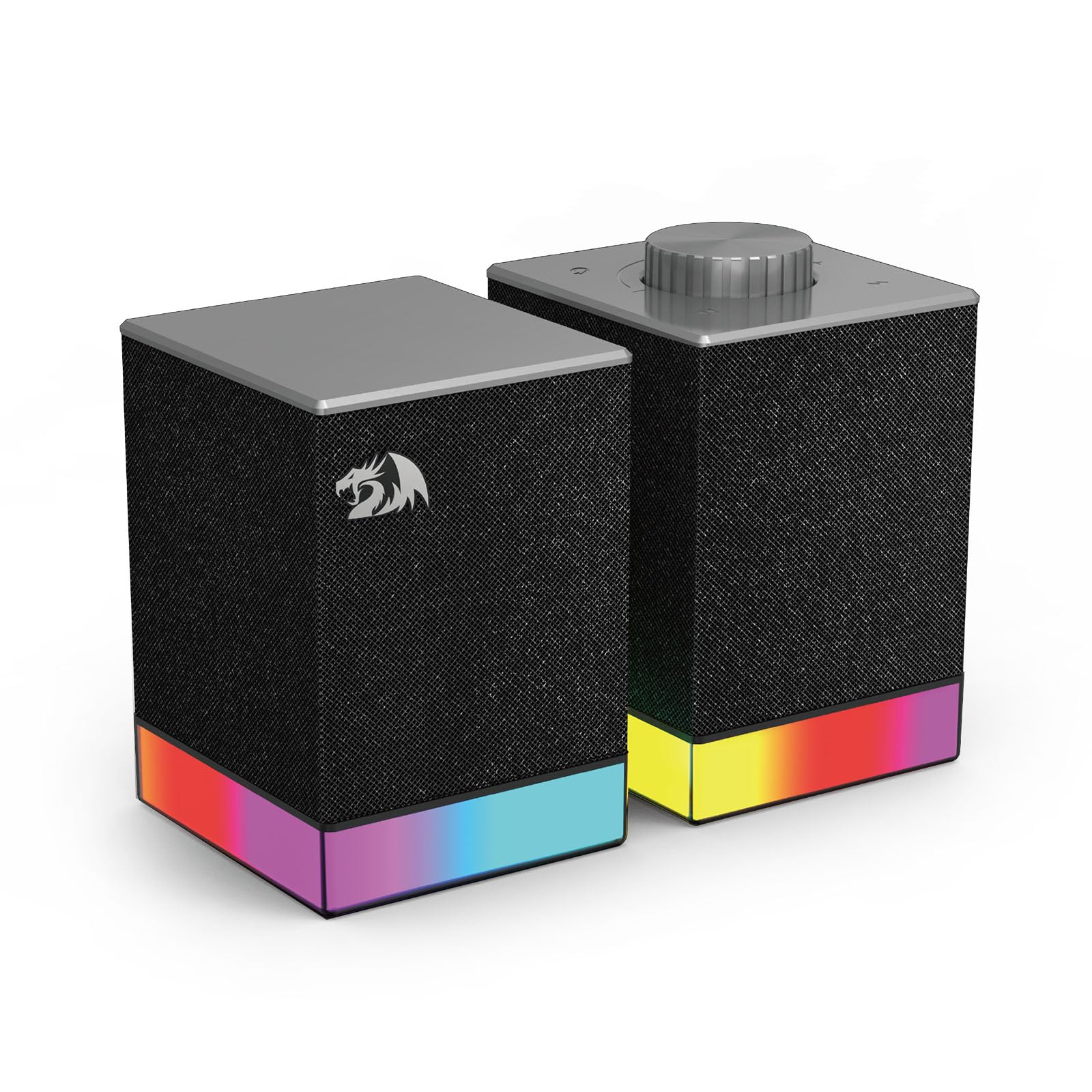 Redragon GS517 - Altoparlante per computer RGB, sistema audio stereo 2.0 con doppia connettività BT e USB, 8 effetti di illuminazione RGB, comandi touch e manopola del volume, perfetto per giochi e