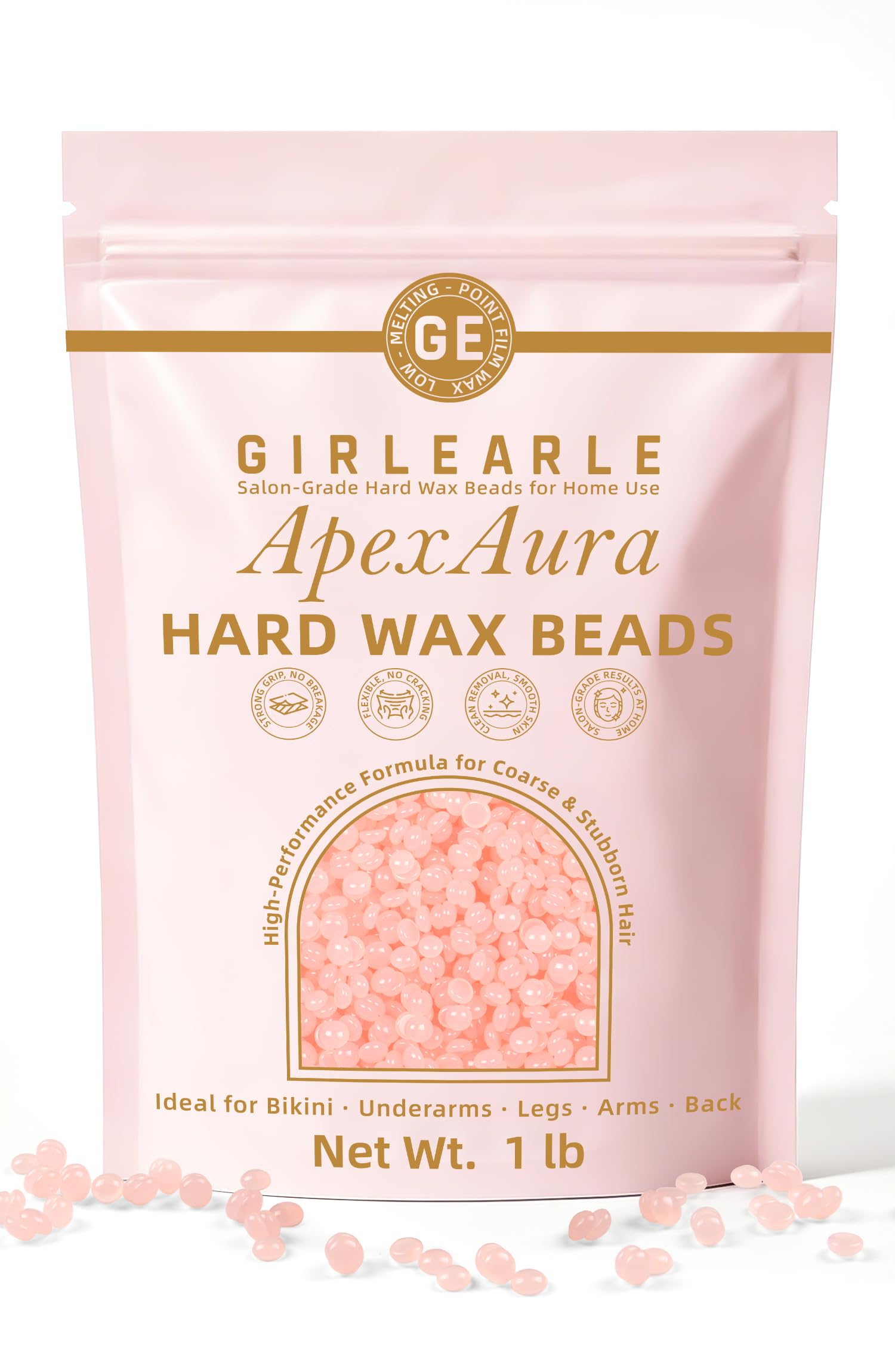 GIRLEARLE 1LB ApexAura Luxury Hard Wax Beads for Coarse & Stubborn Hair