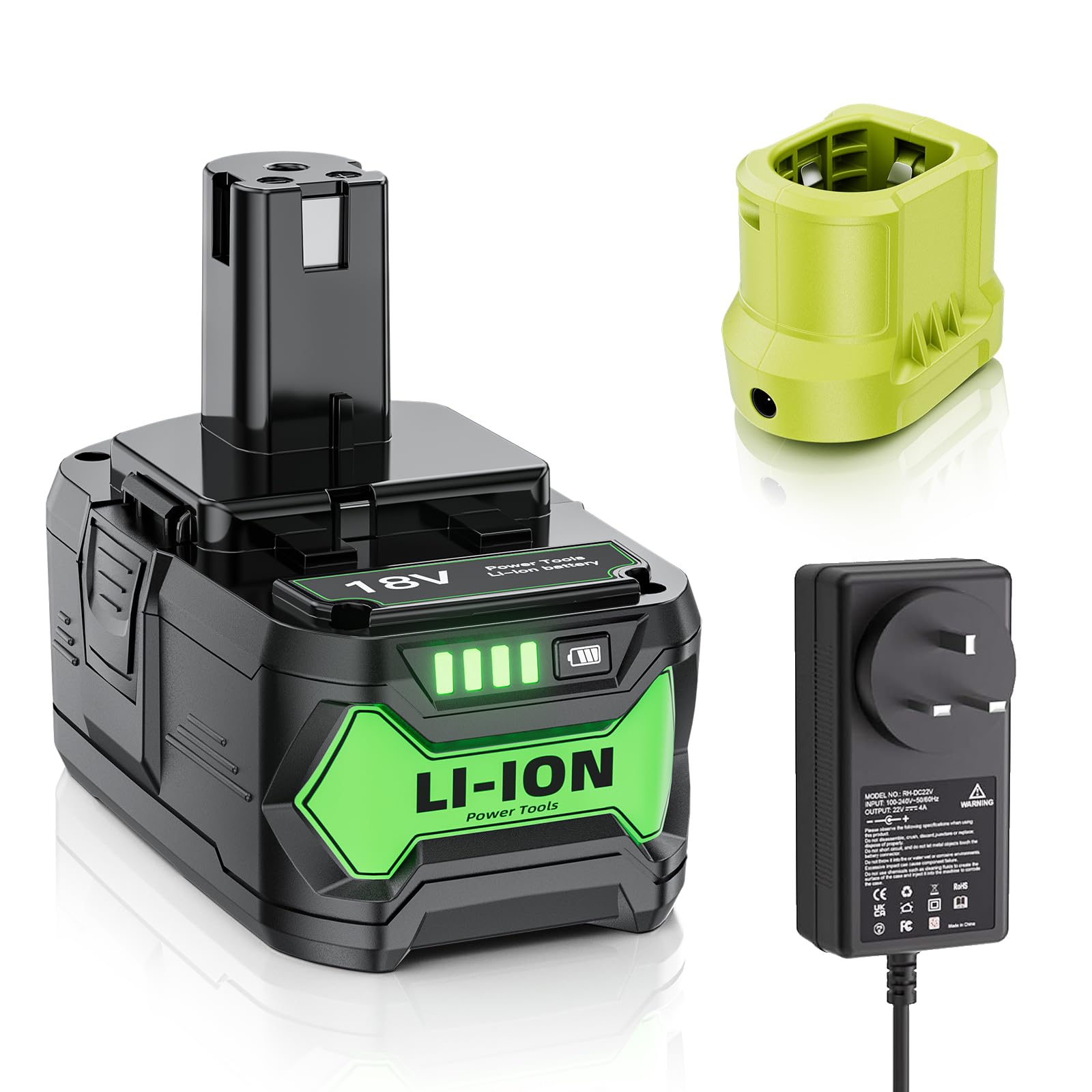 5.0Ah 18V P108 Replacement Battery with Split Charger for Ryobi One Battery, Compatible with ryobi 18v battery P108 P104 P105 P106 P107 P109 RB18L50 RB18L40 RB18L25 RB18L50 RB18L25 with LED Indicator