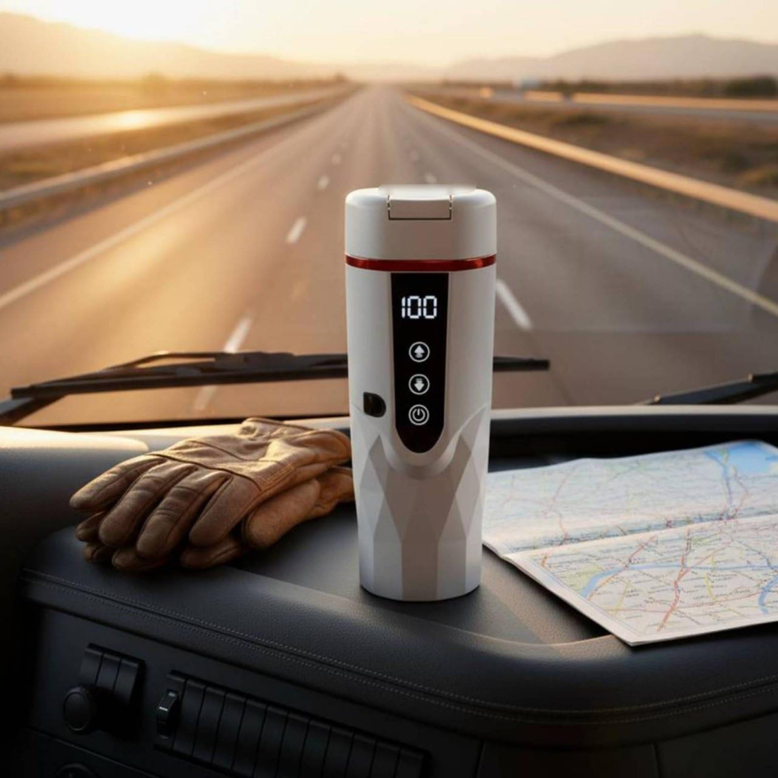 rockible Hervidor de Coche 12V para Agua Caliente Taza Térmica Eléctrica Vaso de Viaje Termo Automotriz Potencia 65-95W Calentamiento Eficiente Apto para, Blanco Elegante