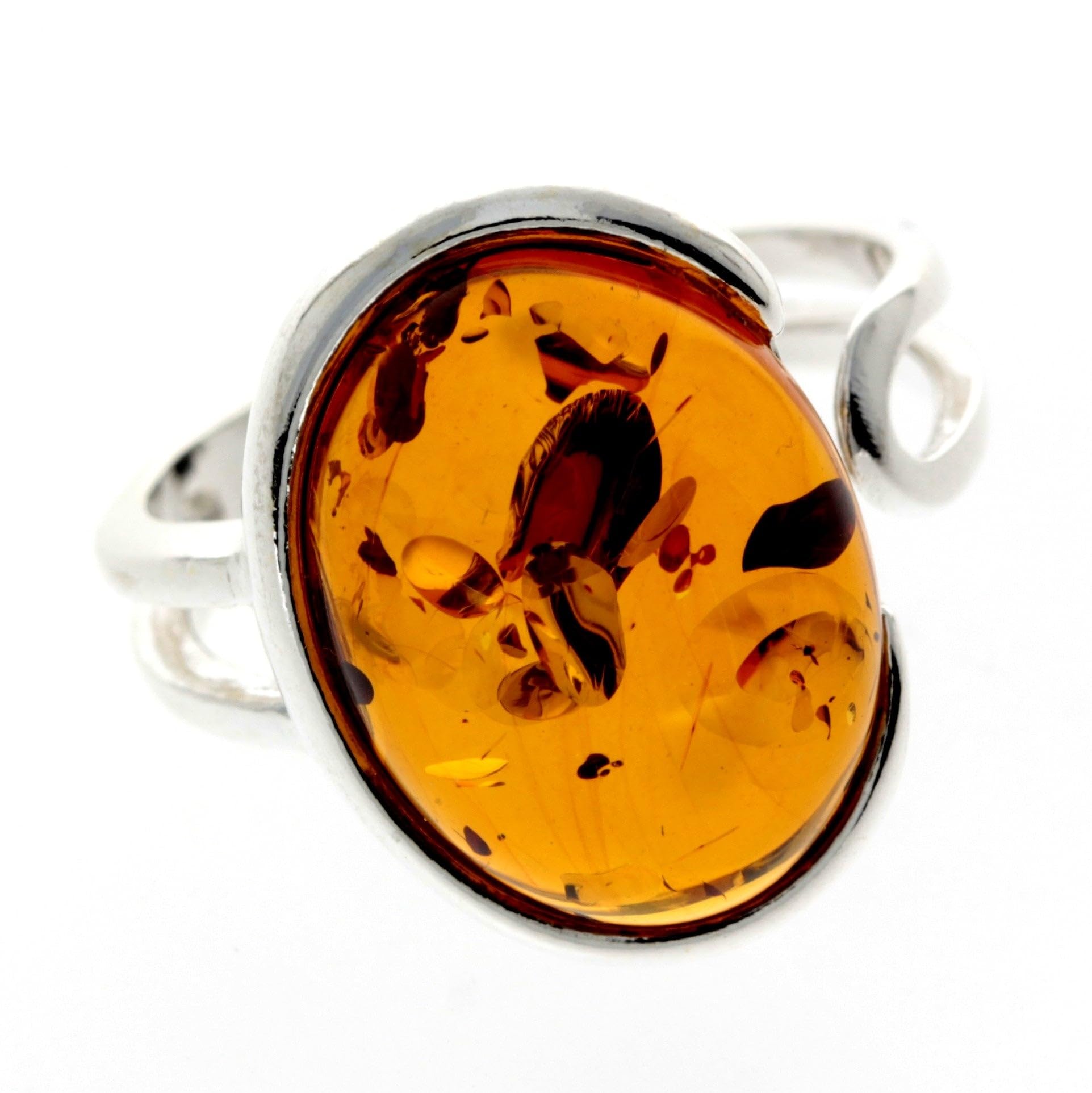 SilverAmber Jewellery - Anillo de diseño clásico ajustable de plata de ley 925 y ámbar báltico - GL464A