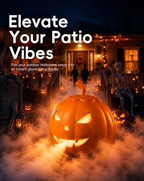 HOPOCO Halloween Pumpkin Fog Machine with 12 LED Colors & 4 Light Modes