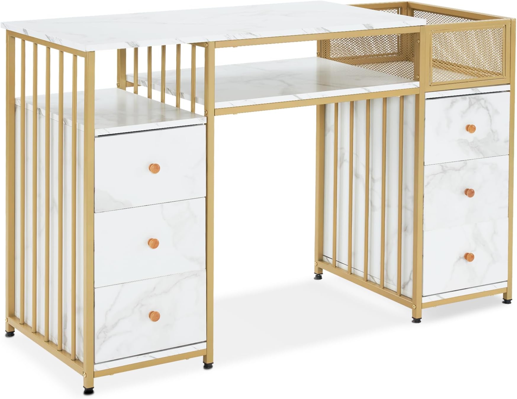 GYMAX Scrivania Pieghevole 64x43x80 Cm – Tavolo Computer In MDF E Metallo – Stile Naturale, Senza Montaggio, Piedini Antiscivolo - 4