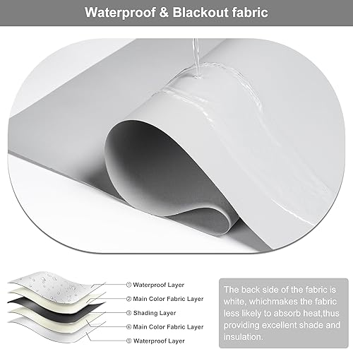 Miniatura 7 de BERISSA Persianas enrollables opacas para ventanas, sin cordón, de tela con aislamiento térmico, oscurecimiento de la habitación, protección UV,