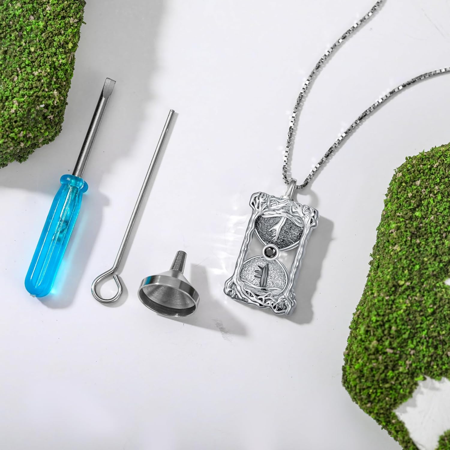 Hourglass Urn Necklace for Ashes 925 Sterling Silver Time Memory Hourglass Ashes Keepsake Pendant Cremation Jewelry Memorial Gifts for A Loss of Loved Ones - Image 2