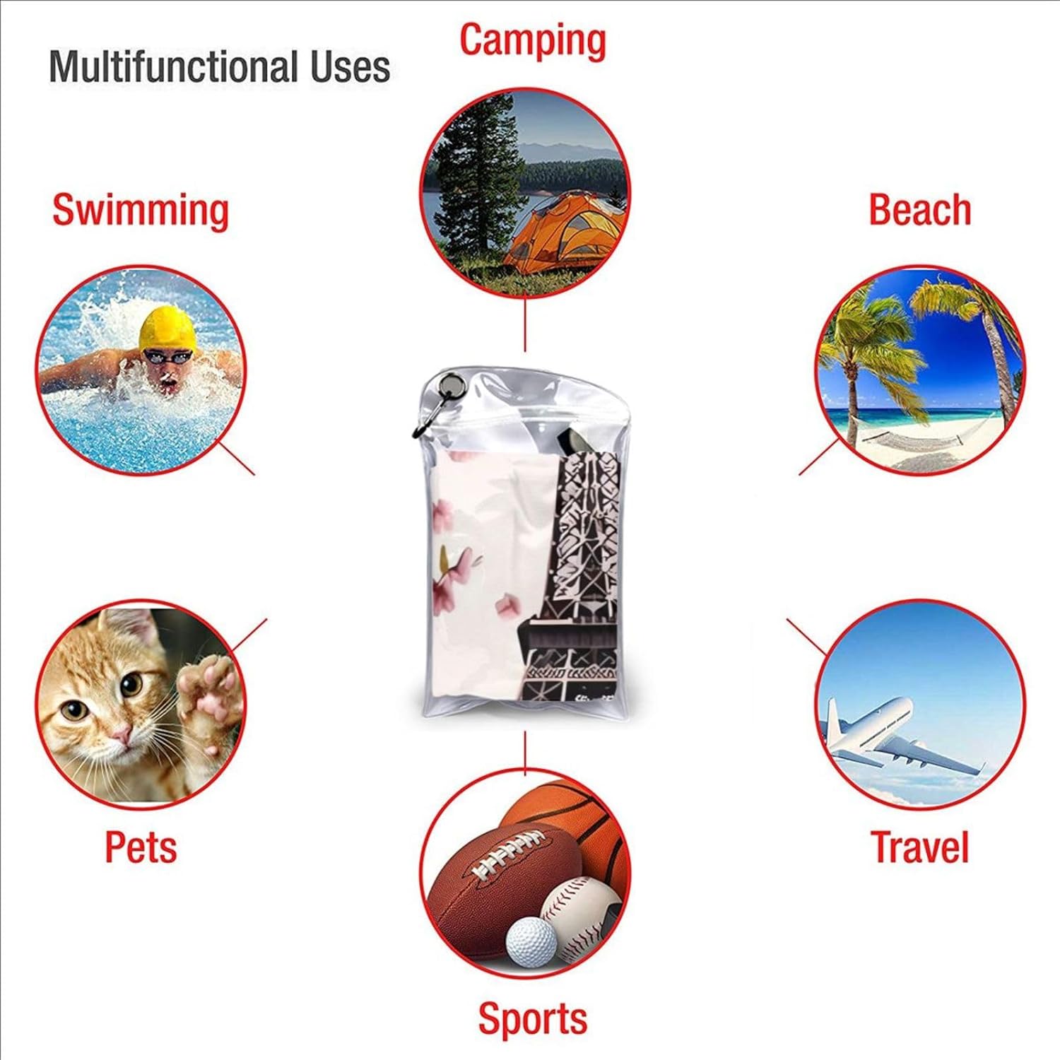 KHiry Microfiber Towel Beach Towels Paris Eiffel Quick Dry Towel Soft Lightweight Travel Towels Absorbent Large Easy Pack Travel Things Beach Blanket for Gym Sports Swimming