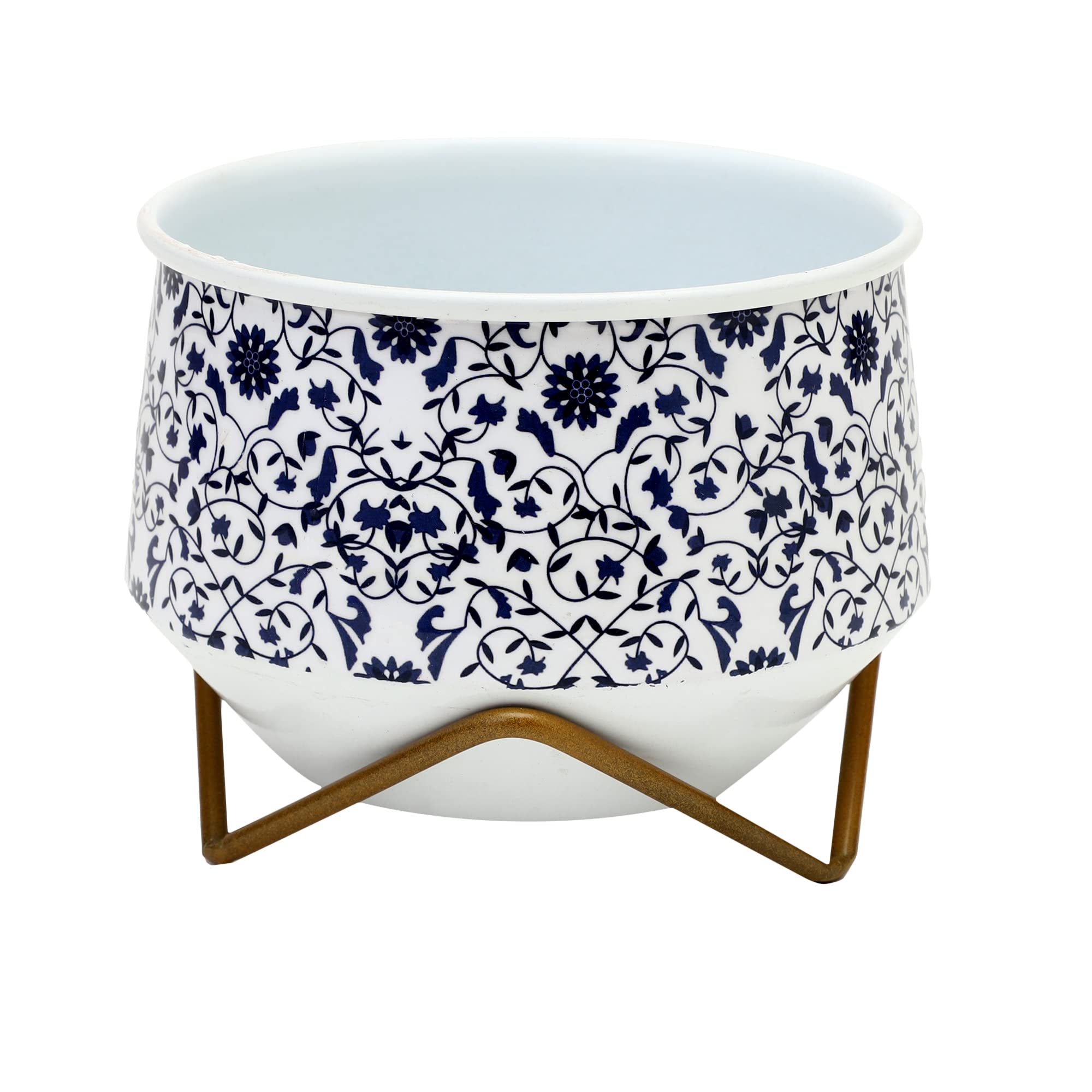 MICASA Planter Metallic Unbreakable Decorative Small Blue Print Pot with Star Stand -Blue Digital Print. (B0BQFCW4MK) Amazon Price History, Amazon Price Tracker