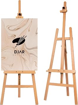DJAR Wooden Painting Easel for Adults, Heavy-Duty Adjustable A-Frame Floor Art Stand, Holds Canvases up to 109 cm, Display Easel for Artists and Beginners