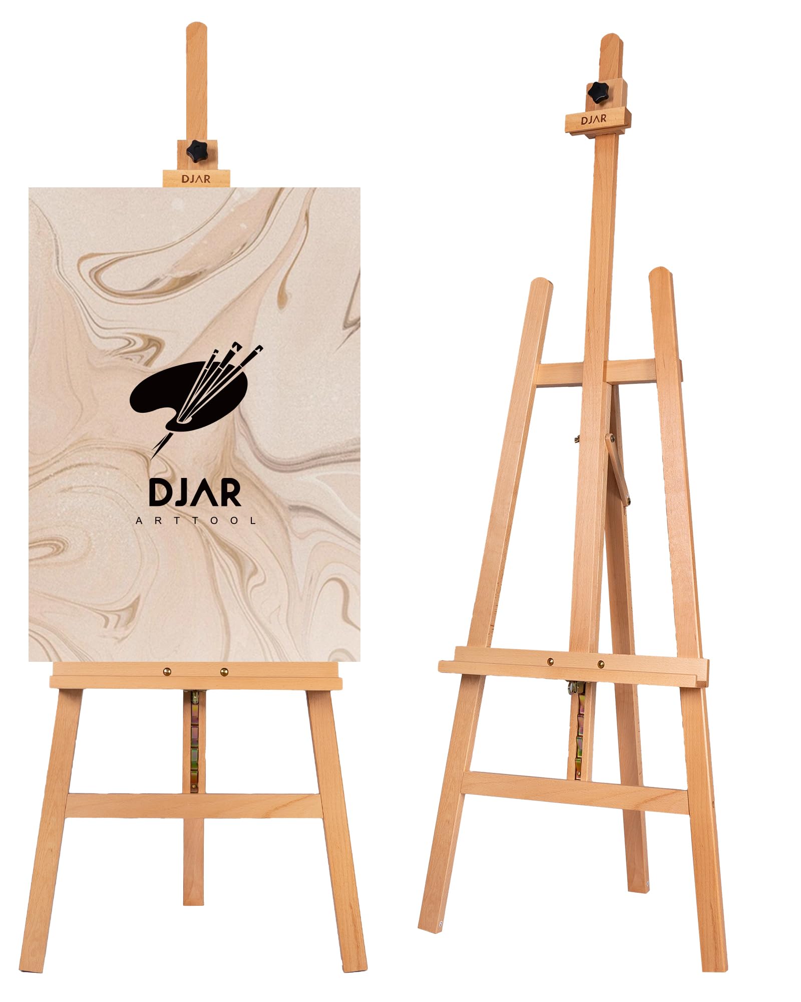 DJAR A Frame Wooden Art Easel for Painting, 57’’-76’’ Adjustable Height, Hold Canvas up to 43’’, Floor Easel Stand for Adults, Beginner