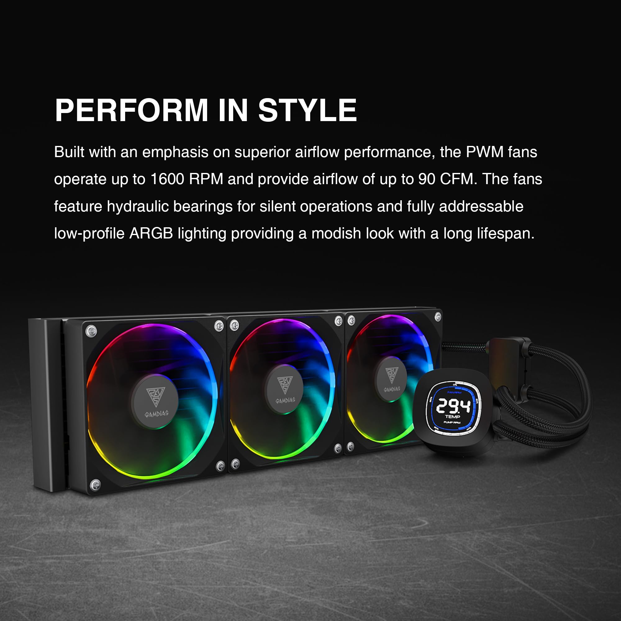 Snapklik.com : GAMDIAS 420mm CPU Liquid Cooler AIO W/ 2.1
