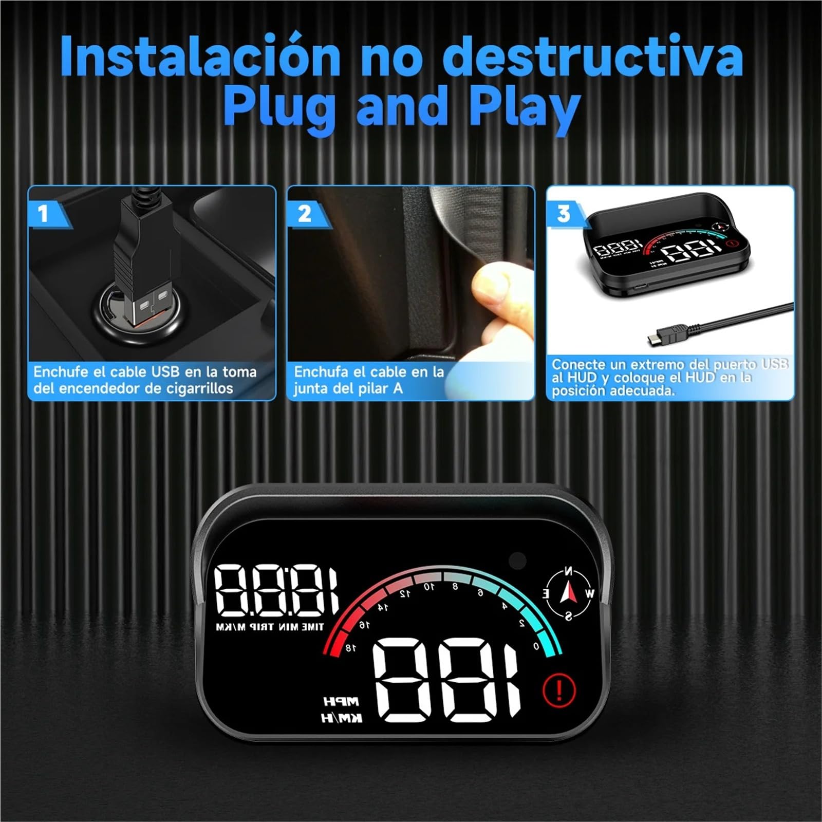 M22 Car Head Up Display Speed RPM MPH HUD GPS Speedometer For All Cars