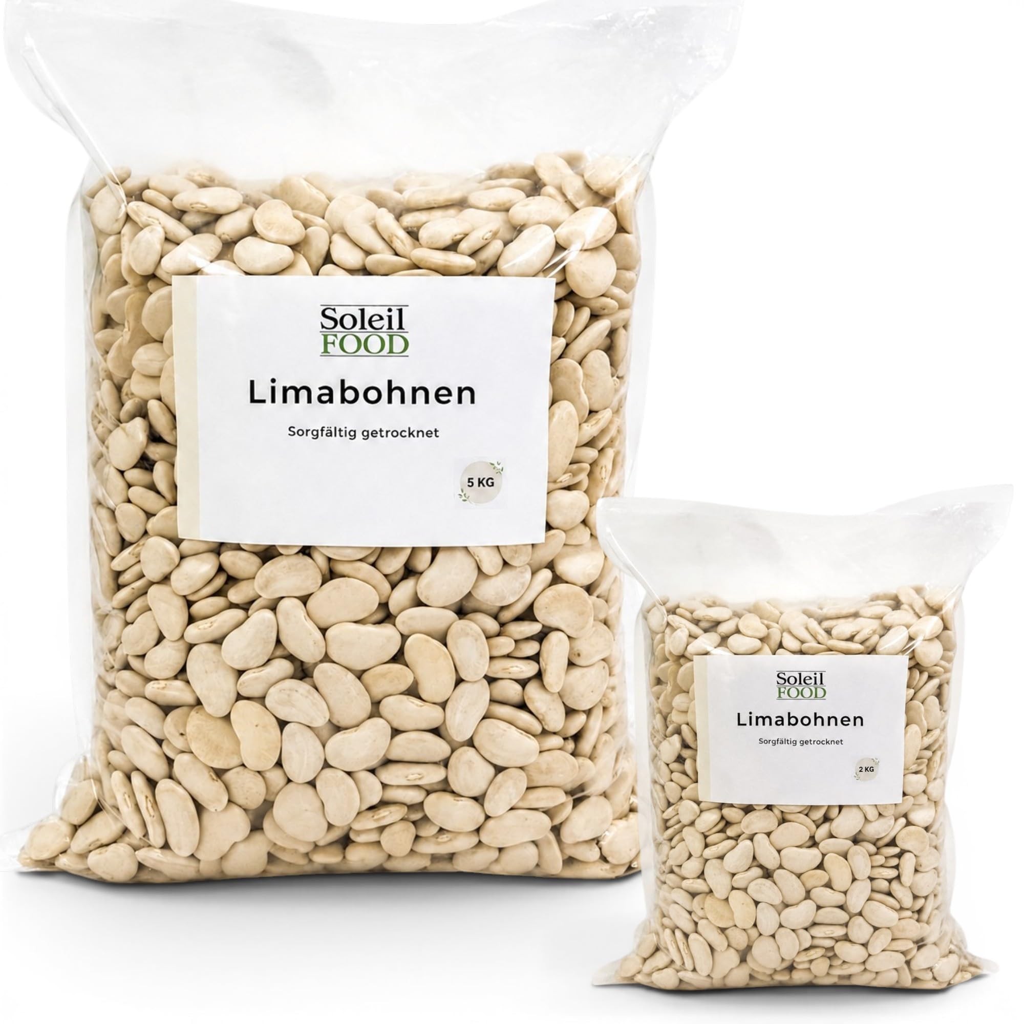 SoleilFOOD 5kg weiße Lima Bohnen Limabohnen getrocknet Butterbohnen Proteinquelle Hülsenfrüchte beans feinste Qualität