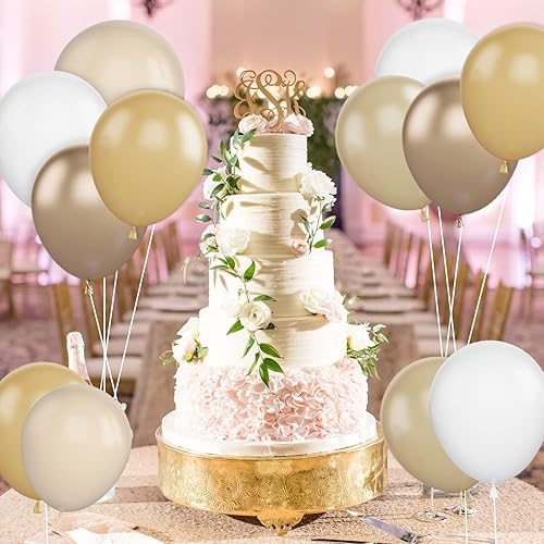 Miniatura 4 de Juego de globos de albaricoque, 60 globos de color blanco y dorado albaricoque, globos de látex color albaricoque de 12 pulgadas, globos metálicos