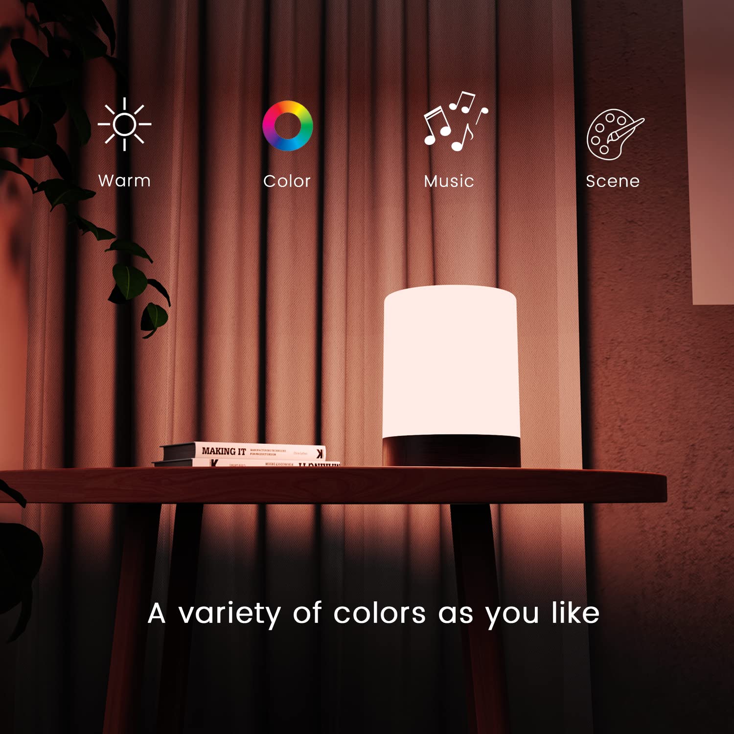 Elecstars Touch Bedside Lamp - with Bluetooth Speaker, Dimmable Color Night Light, with Smart Touch Control - white 2