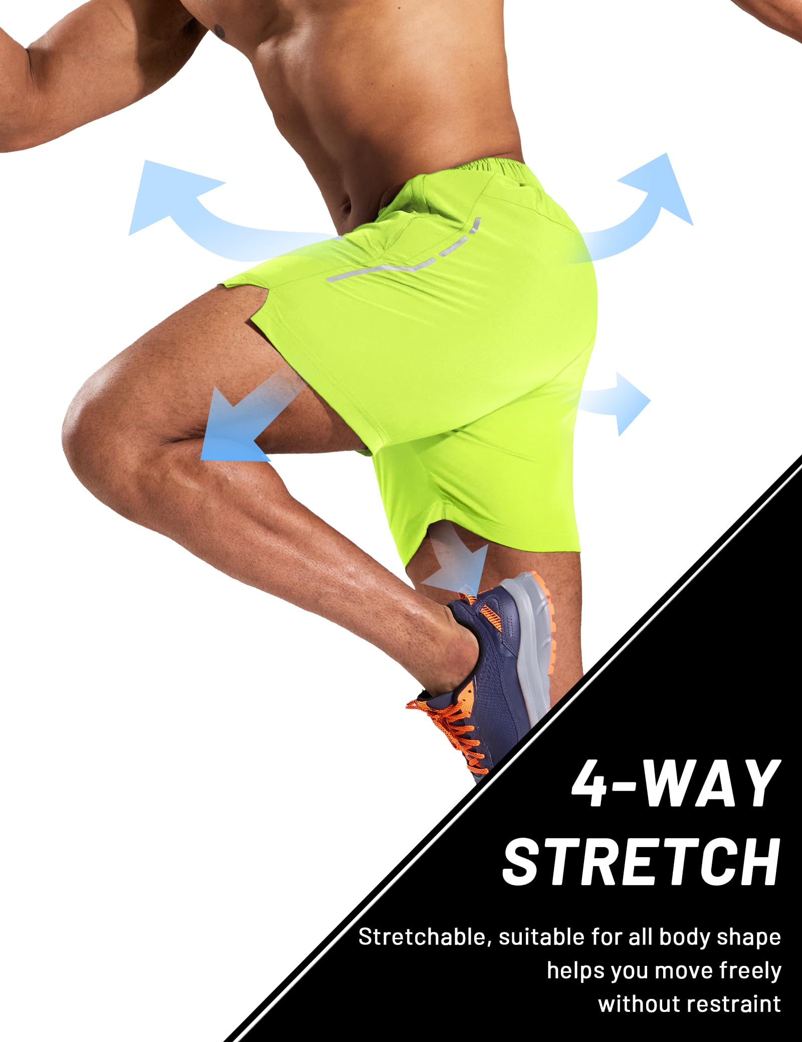 MIER Pantaloncini sportivi da uomo da 12,7 cm, ad asciugatura rapida, leggeri, per allenamento, palestra, allenamento, attivi, riflettenti, 3 tasche con cerniera