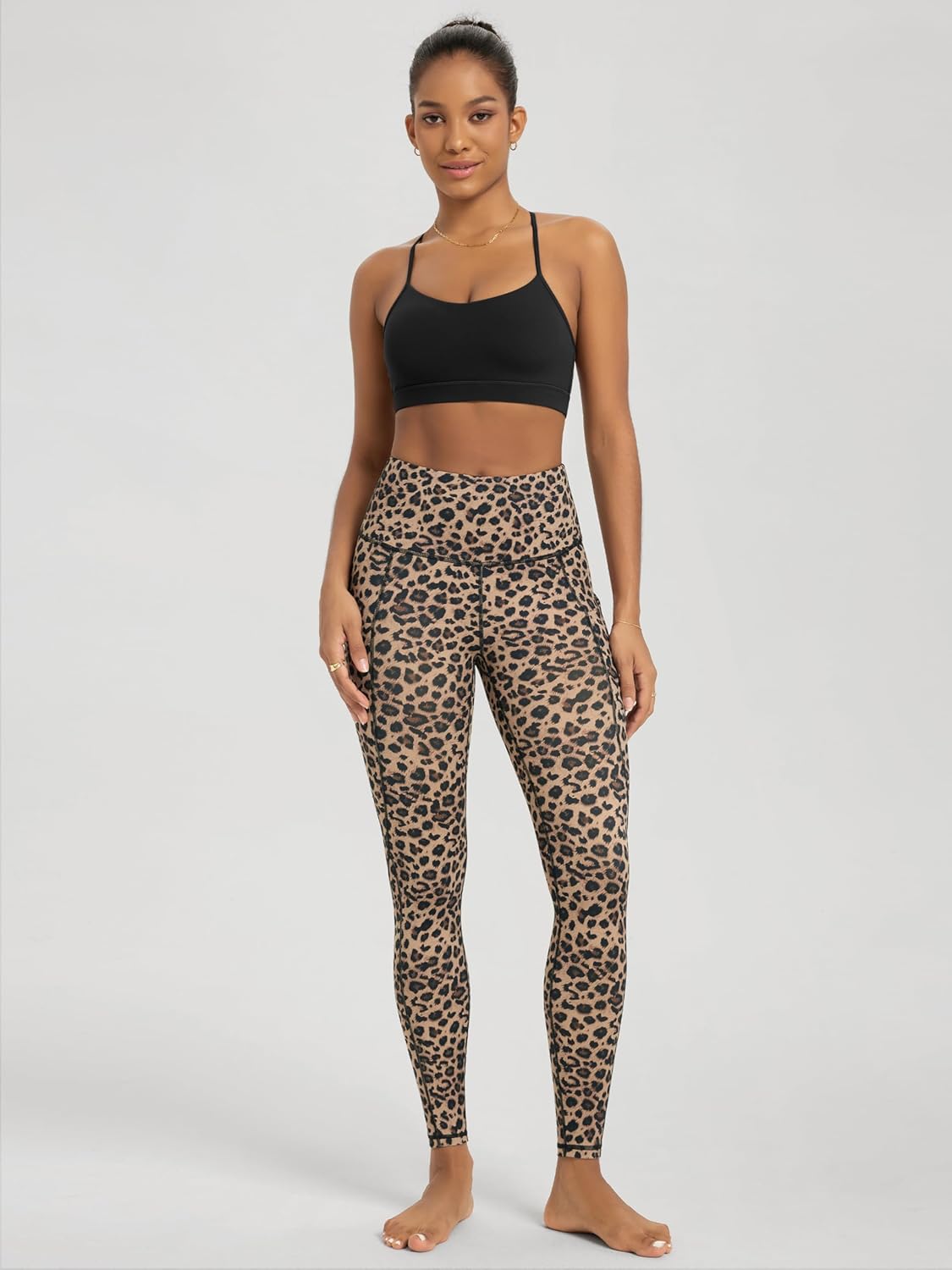 ODODOS Women's High Waisted Yoga Leggings with Pockets, Tummy Control Non See Through Workout Athletic Running Yoga Pants - Image 3