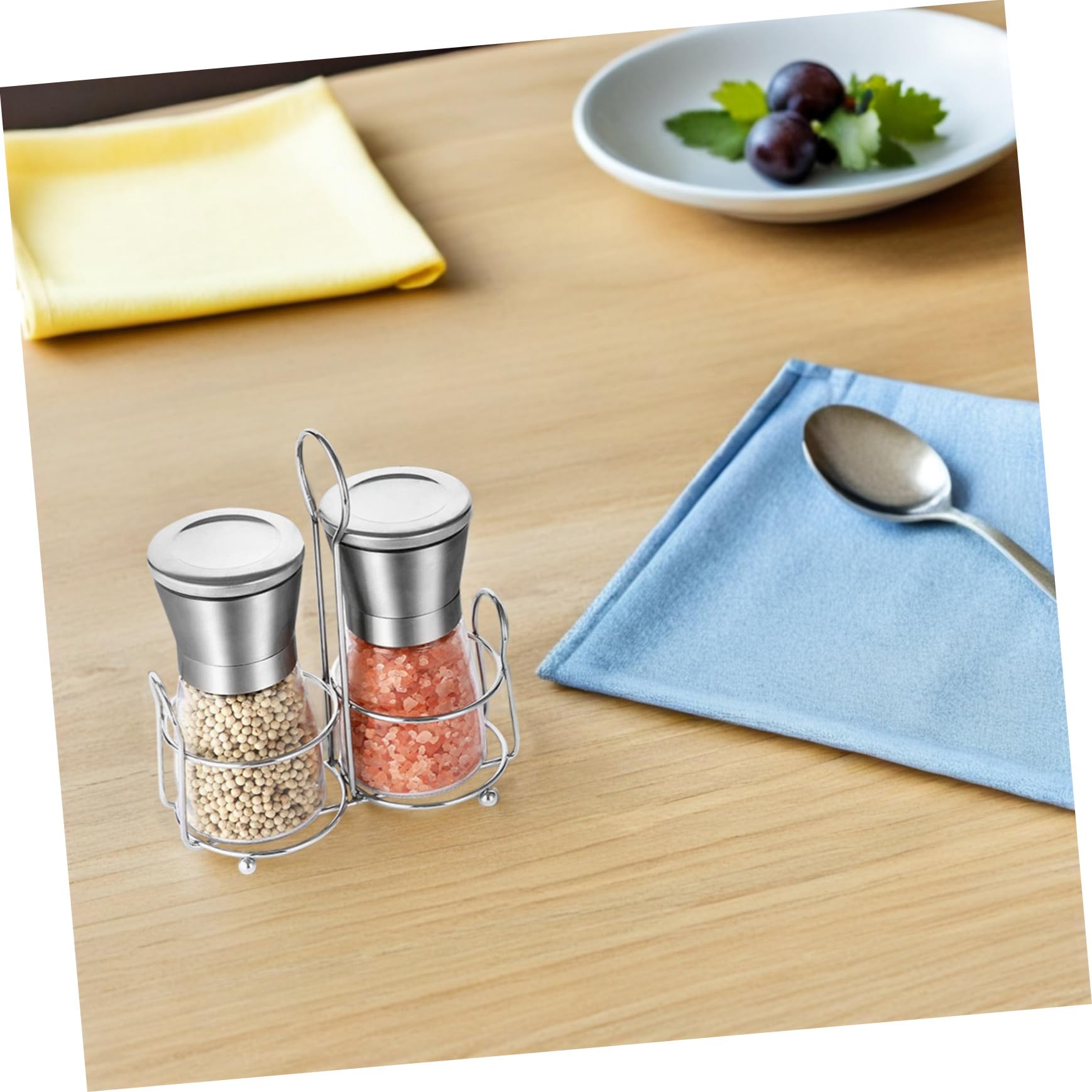 Zerodeko Manuelle Pfeffer Salzmühle Set Edelstahl Gewürzmühle mit Verstellbarem Mahlgrad Kompakter Tragbarer Gewürzgrinder für Salz Pfeffer Gewürze Nachfüllbar für Küche und Outdoor