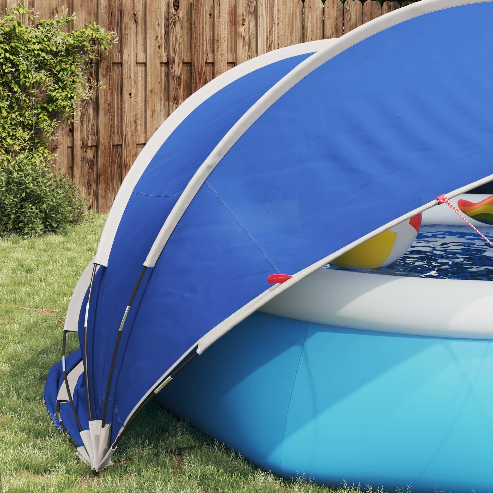 Pool-kopuła zielona, składana, 336 x 322 x 160 cm, z materiałem odpornym na promieniowanie UV, wodoodporna, w zestawie torba do przenoszenia i linki napinające do basenu ogrodowego i basenu