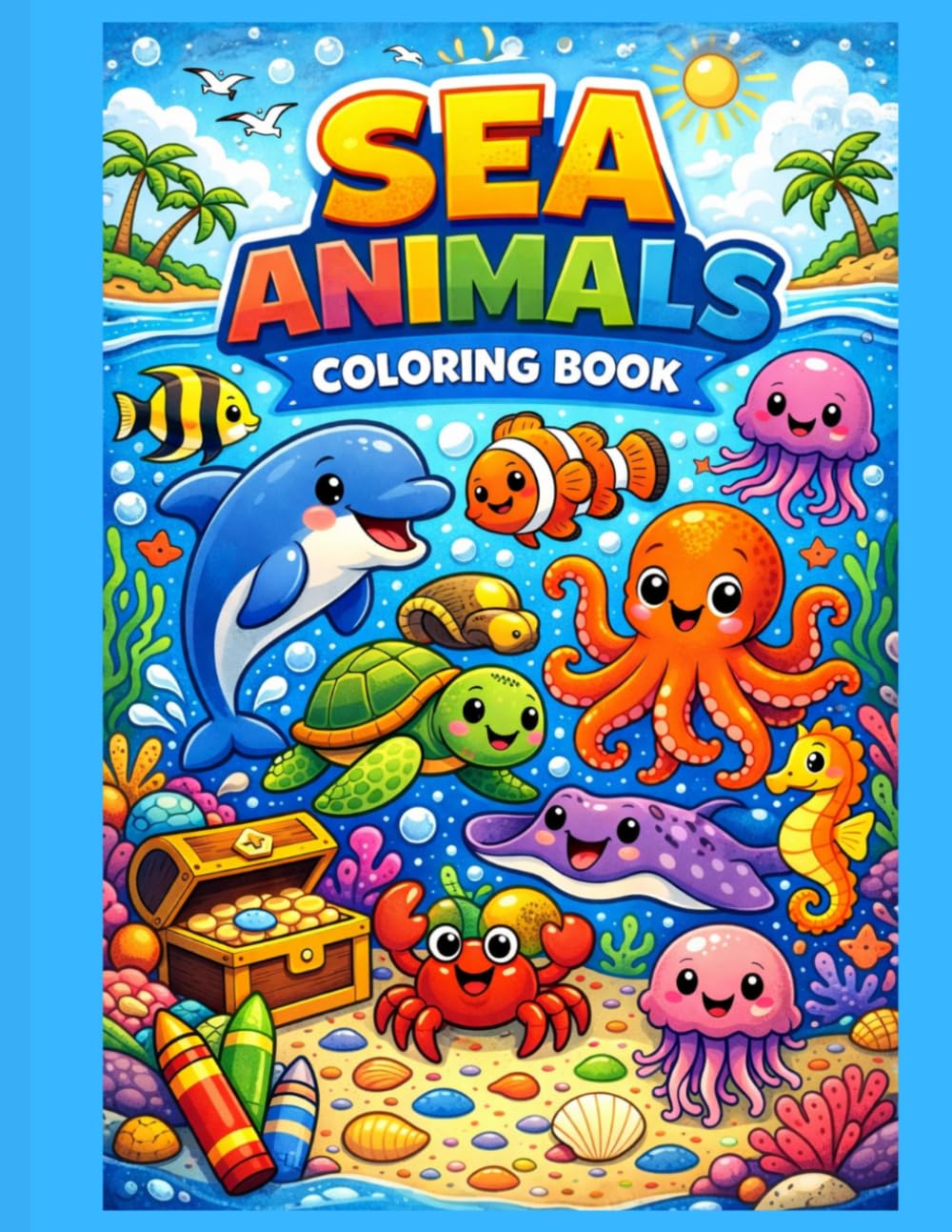 Sea Animals Coloring Book for Kids.