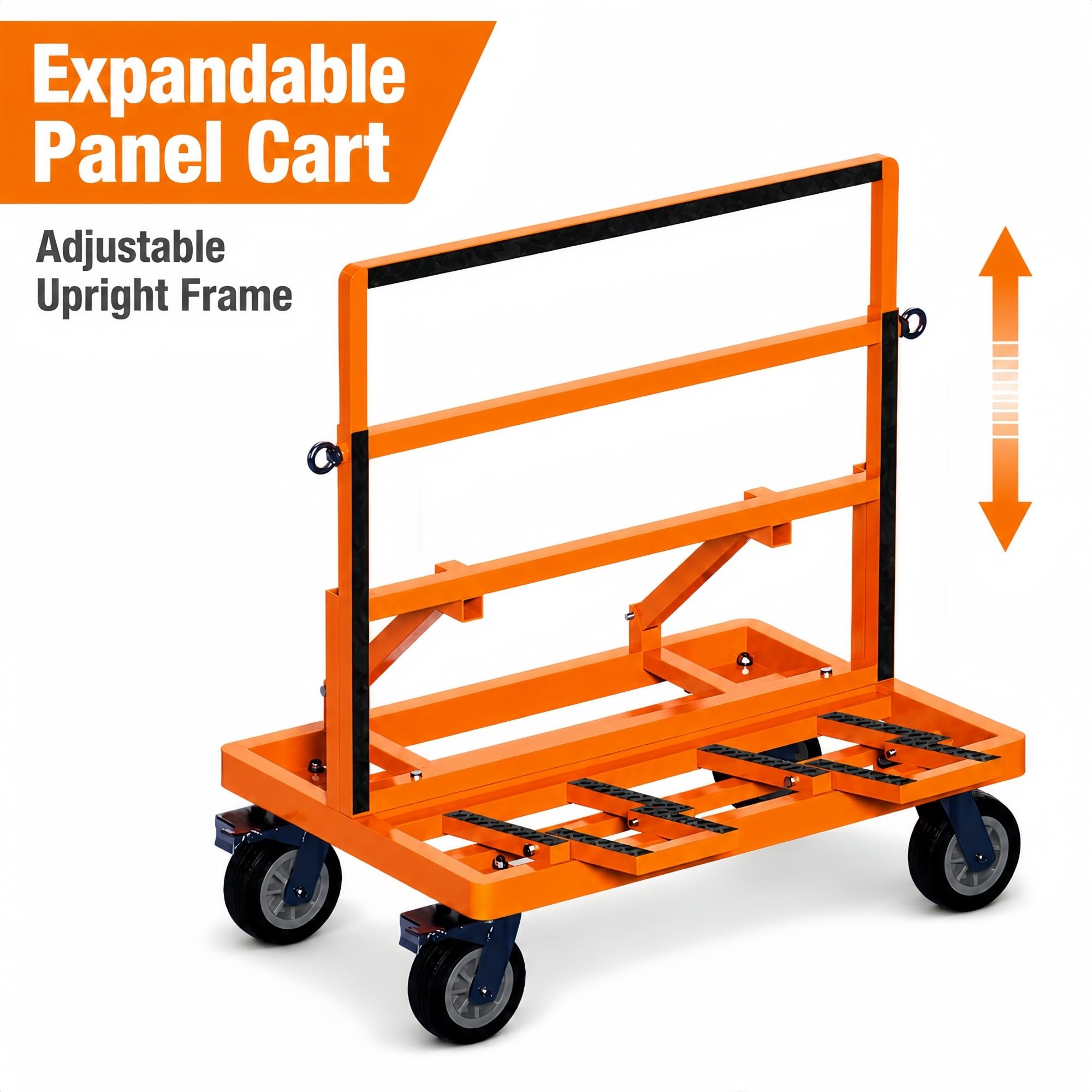 Erweiterbarer Transportwagen for Glas- Und Steinplatten | Plattenwagen Mit Klappbarer Seitenstütze Und Gummikontaktpads(6IN 4BRAKE,800kg/1760lb)
