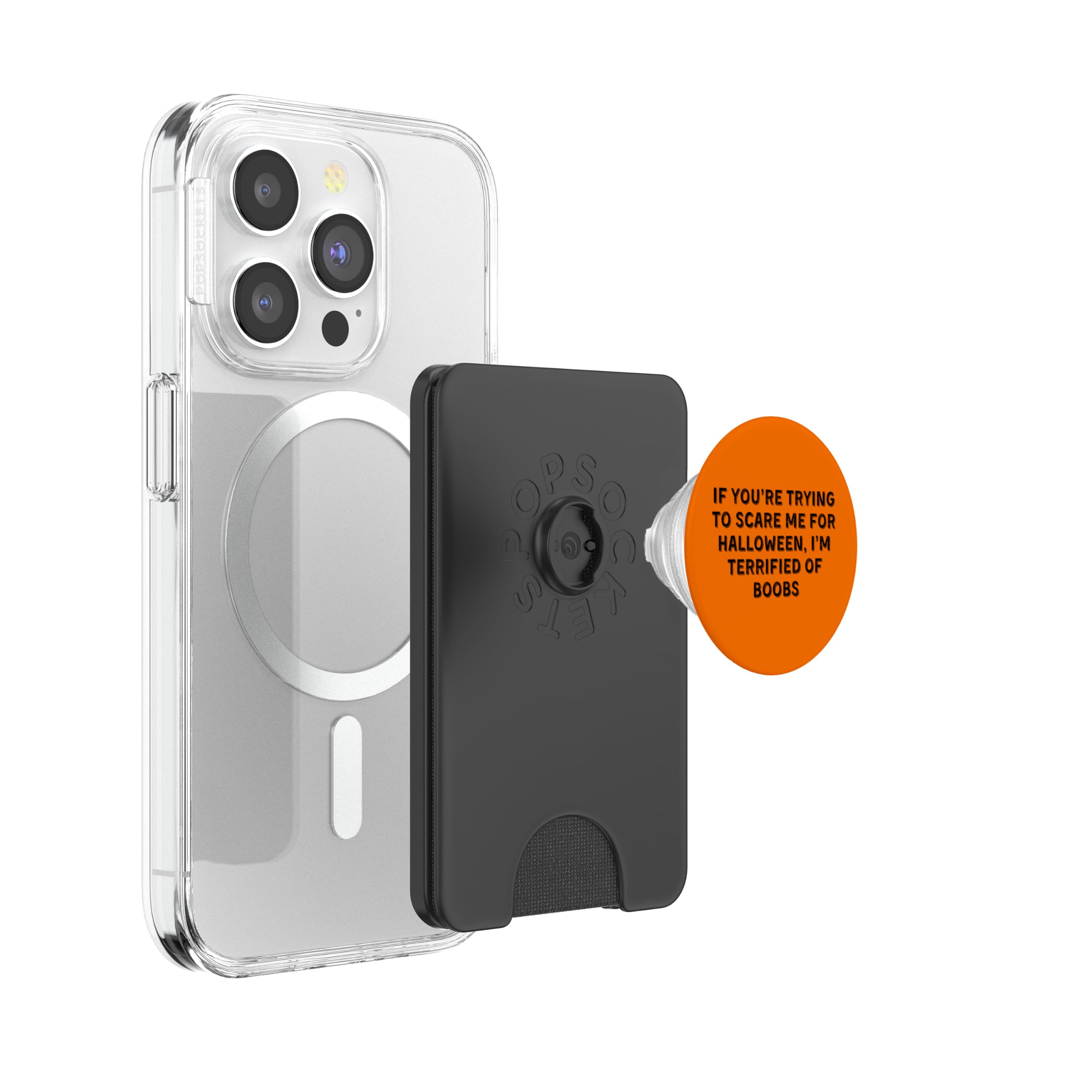 IF YOU'RE TRYING TO SCARE ME, I'M TERRIFIED OF BOOBS PopSockets PopWallet for MagSafe, Black - Image 3