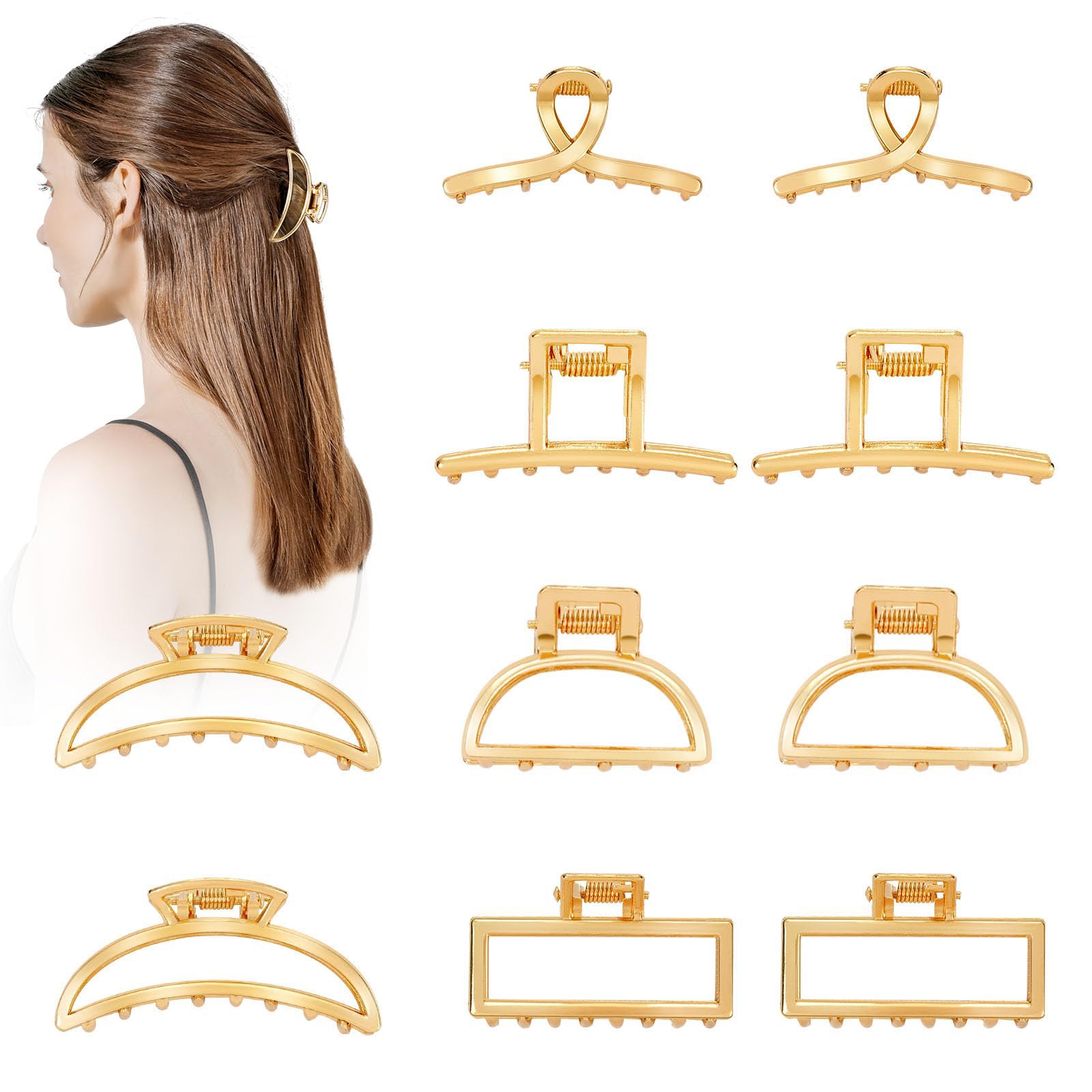 Yeomju Pinza para el pelo pequeña dorada, 5 pares de pinzas de pelo de moda, pinzas pequeñas de para cabello largo y grueso, ideal para el día a día y para fiestas