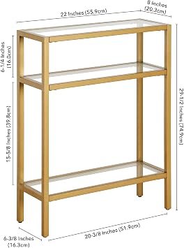 Henn&Hart 22 Wide Rectangular Console Table in Brass, Entryway Table, Accent Table for Living Room, Hallway