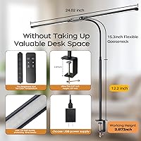 Vista 7 de LED Desk Lamp with Clamp, Double Head Adjustable Architect Light, Eye-Caring Monitor Desk Lamp for Home Office, Flexible Gooseneck Task Lamp with 10
