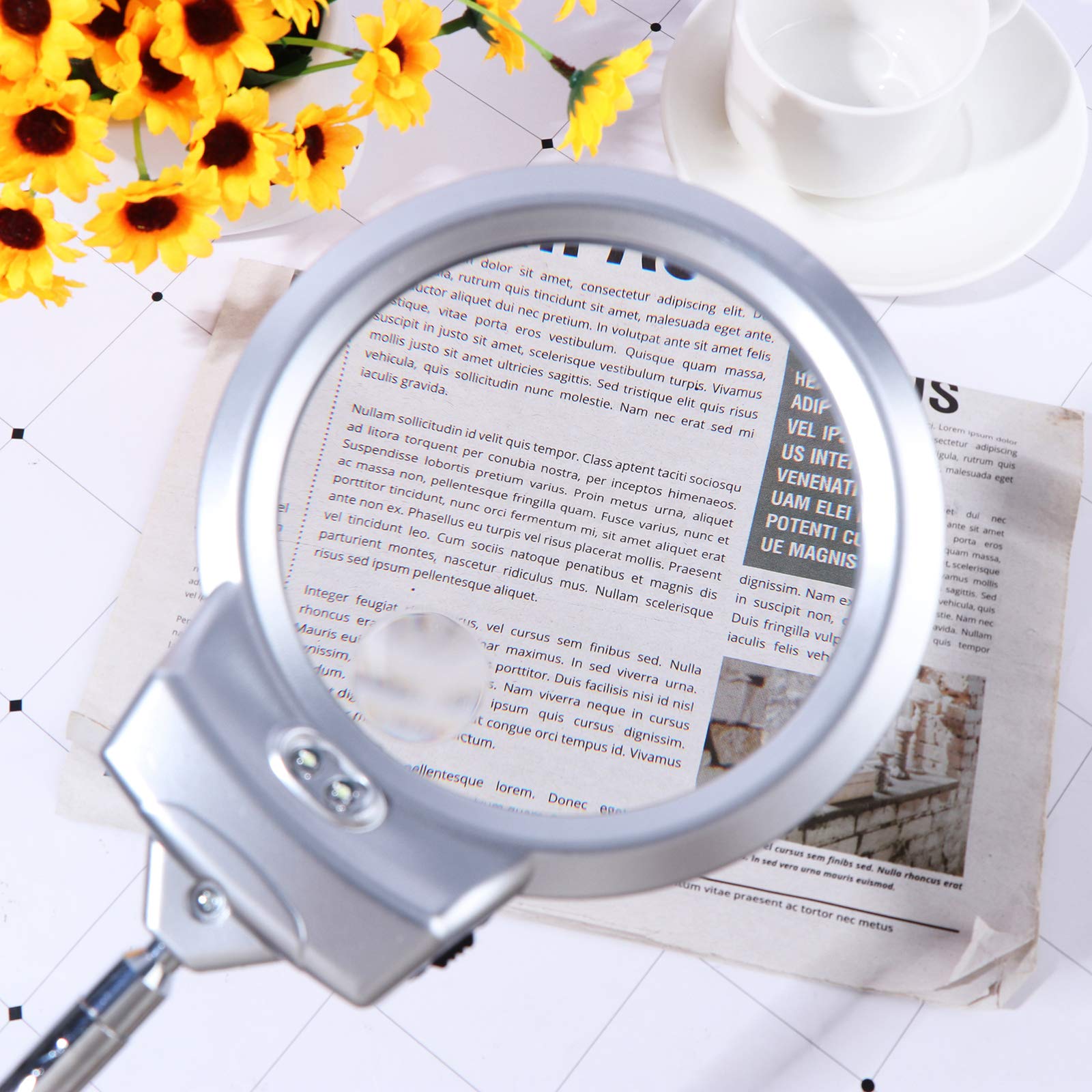 Buy Wusteg Magnifying Glass with Light 2.5X 5X Magnifying Glass 2 LED