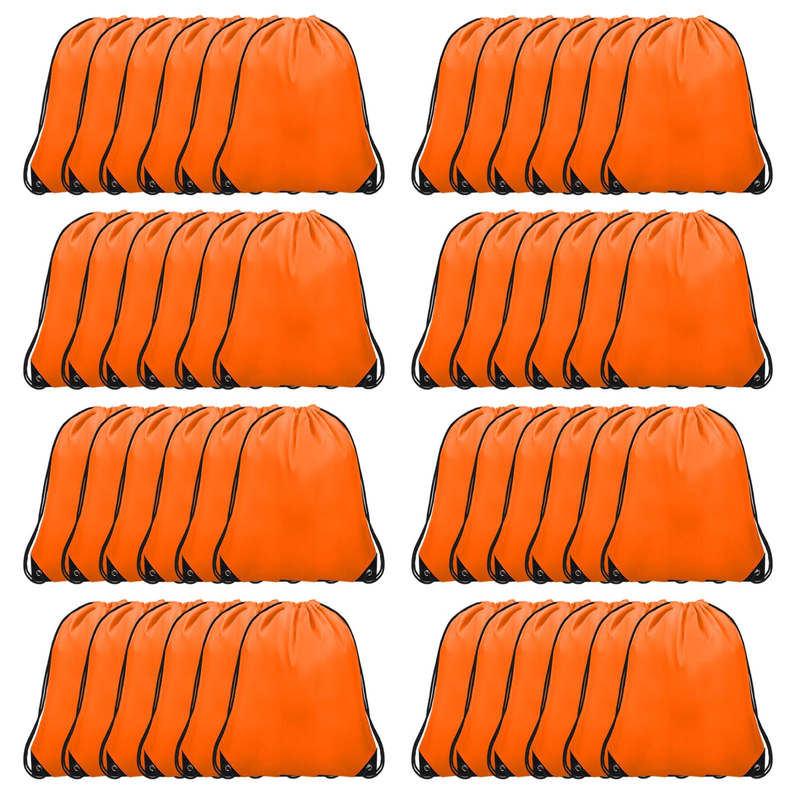 Grneric 48Pcs Drawstring Backpack Bulk Cinch Bag, Polyester Drawstring Bags for Gym Yoga Beach Camping Party(Orange)