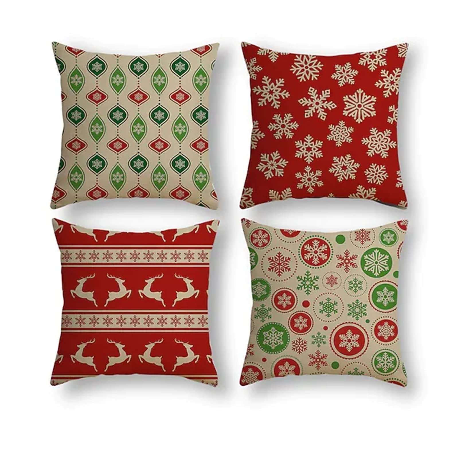 4 Pezzi Fodera per Cuscino 60x60cm, Natale Modello Moderni Decorativo ​copri cuscini per divano, federe cuscini in Velluto con Cerniera Invisibile,Adatto per Interni,Casa, Auto e Sedia