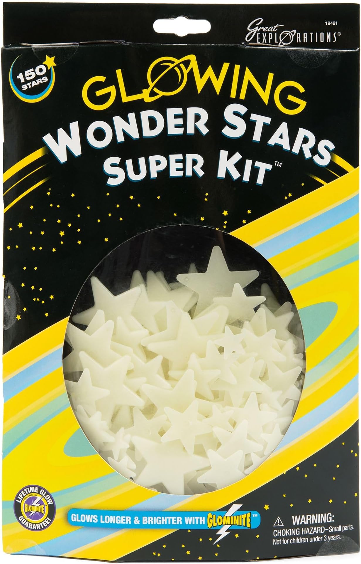 University Games Great Explorations Wonder Stars Super Kit Glow In The Dark Ceiling Stars 150Piece In 4 Sizes Reusable Adhesive Putty & Constellation Star Map Lifetime Glow Guarantee Green