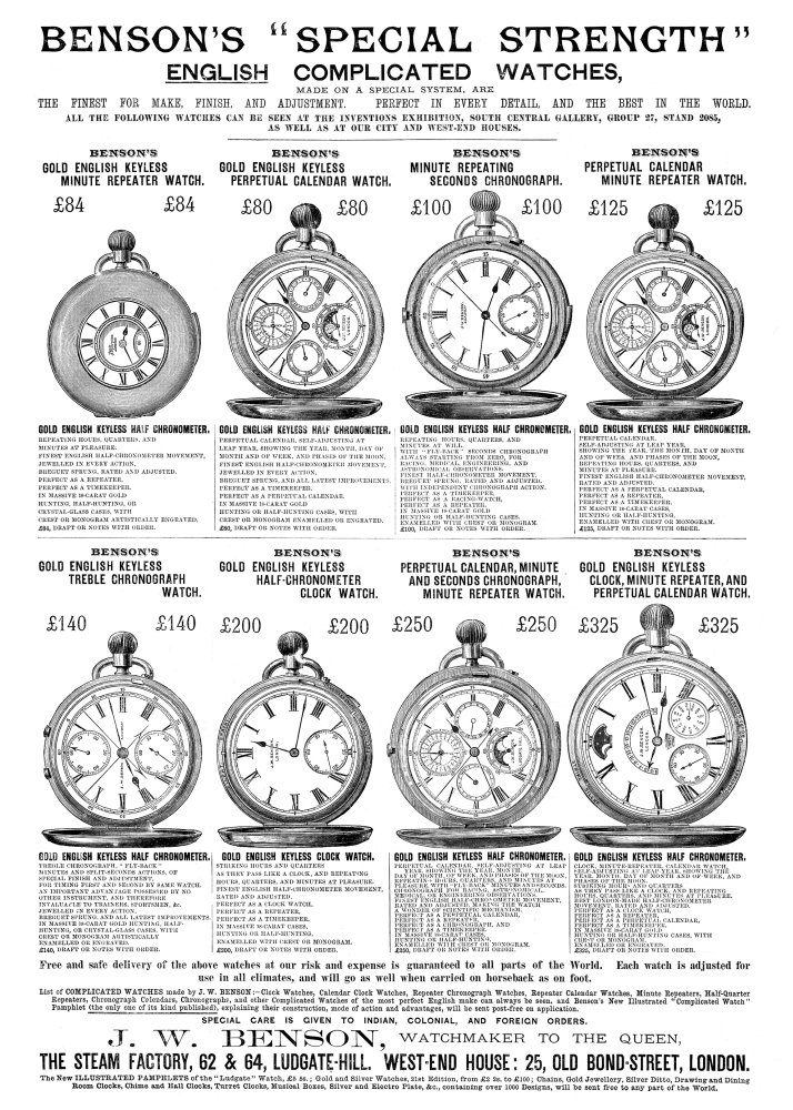 Ad Pocket Watches C1885 Nenglish Advertisement For BensonS Watches C1885 Poster Print by (18 x 24)