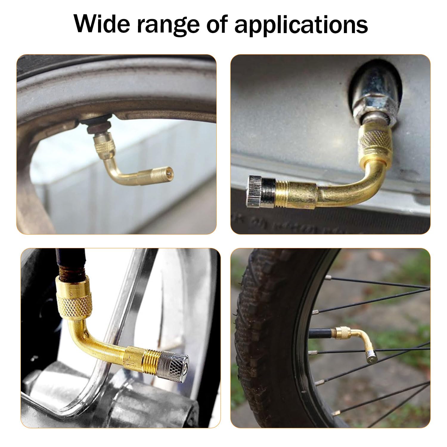 Prolunga Valvola Pneumatici Set, 6 Adattatori per Valvola 45 90 135 Gradi con 2 210 mm Tubi di Prolunga in Gomma e 6 Cappucci per Valvole, per Auto, Moto, Biciclette (Nero)