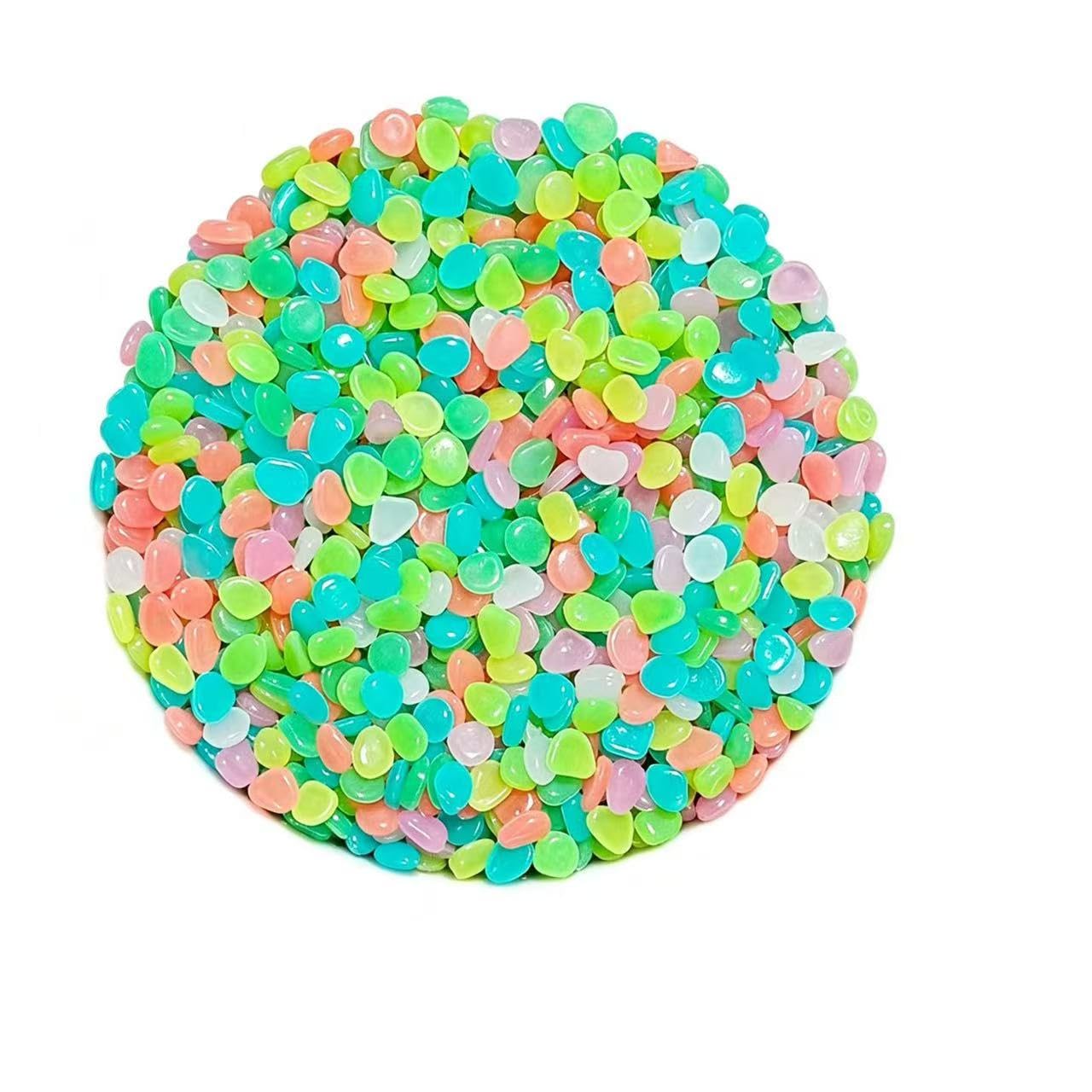 Glow In The Dark Pebbles, Resin Luminous Stones Glow In The Dark, 200 Mixed Color Grains, Mini Aquarium Substrate for Vase Filling, Fish Tanks, Mosaic Tiles, Landscaping, Flower Pots