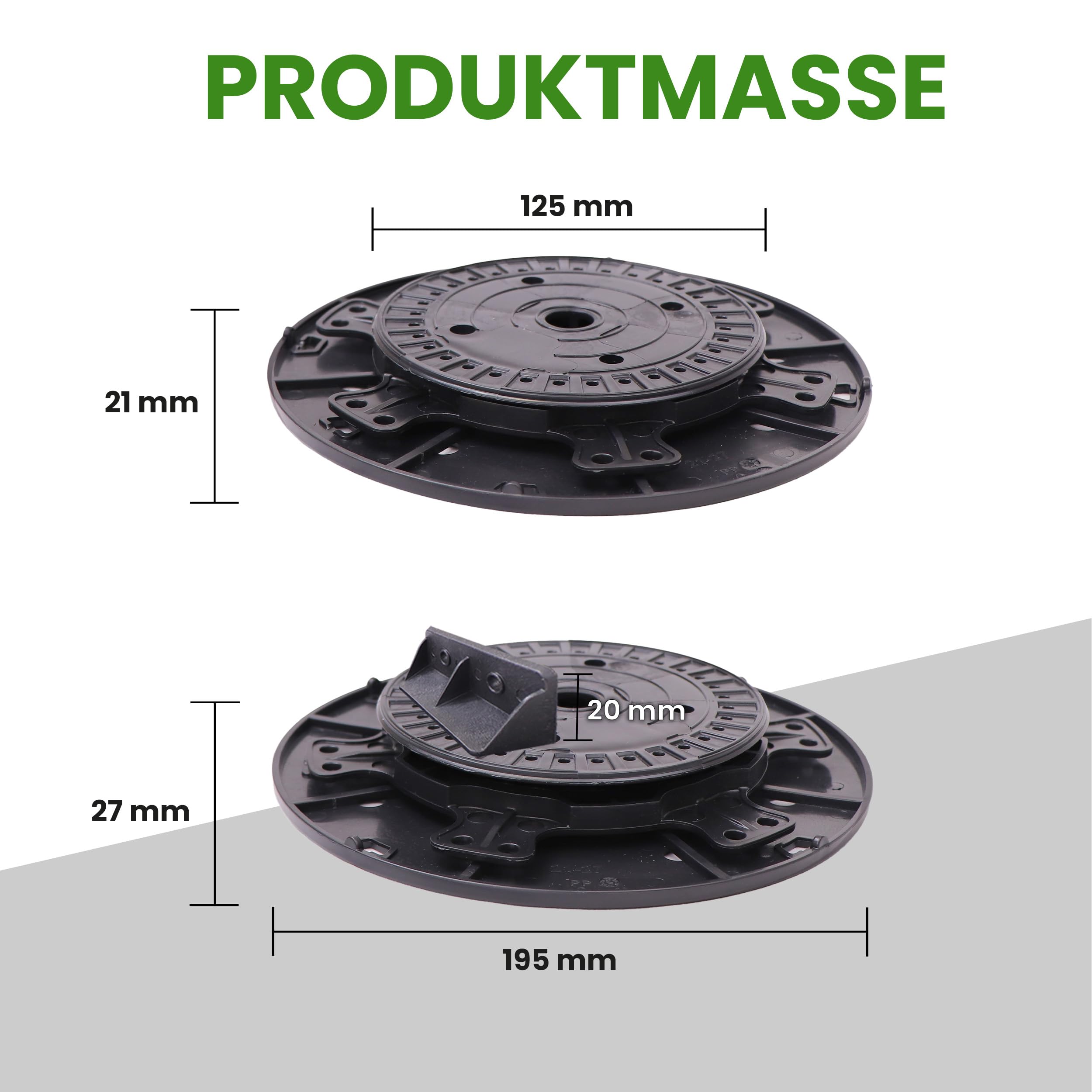 Gartenwelt Riegelsberger Justierbarer Balkenlager PRO Terrassenlager Stelzlager für Holz WPC Aluminium BPC Hartholz Unterkonstruktion höhenverstellbar 21-27 mm | 126 Stück (1 Karton)