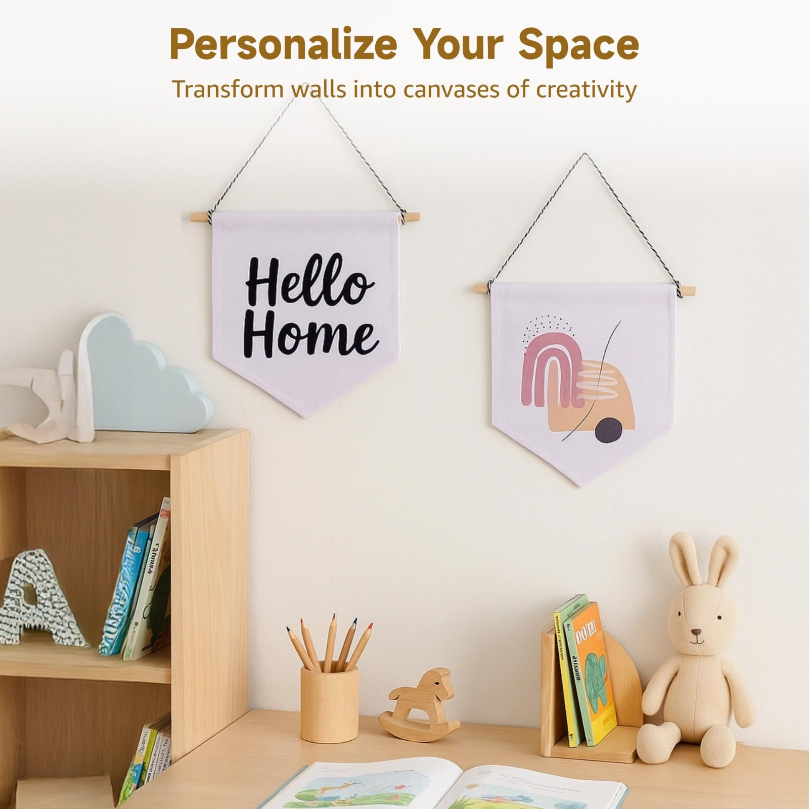 16 Stk. leere Canvas Banner, dekorative DIY Wandbanner zum Aufhängen, Wand-Display Fahnen für Emaille-Pins und Anstecknadeln zur Sammlung und kreativen Wandgestaltung im Zimmer, weiß