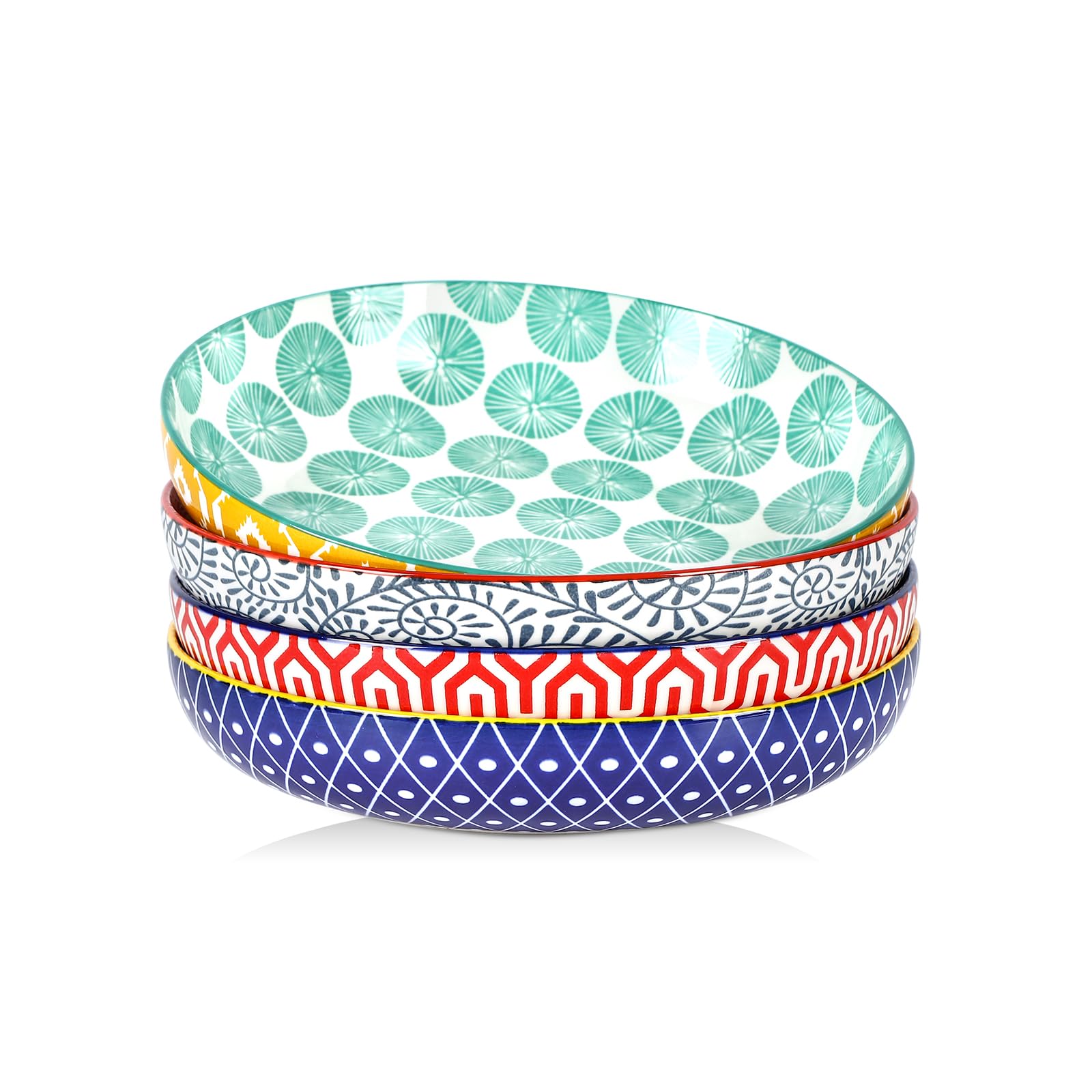 Photo 1 of Selamica 9.6" Pasta Bowls Set of 4, 51 OZ Large Salad Bowls, Ceramic Wide and Shallow Serving Bowls for Soup, Dinner, Microwave & Dishwasher Safe, Assorted Colors