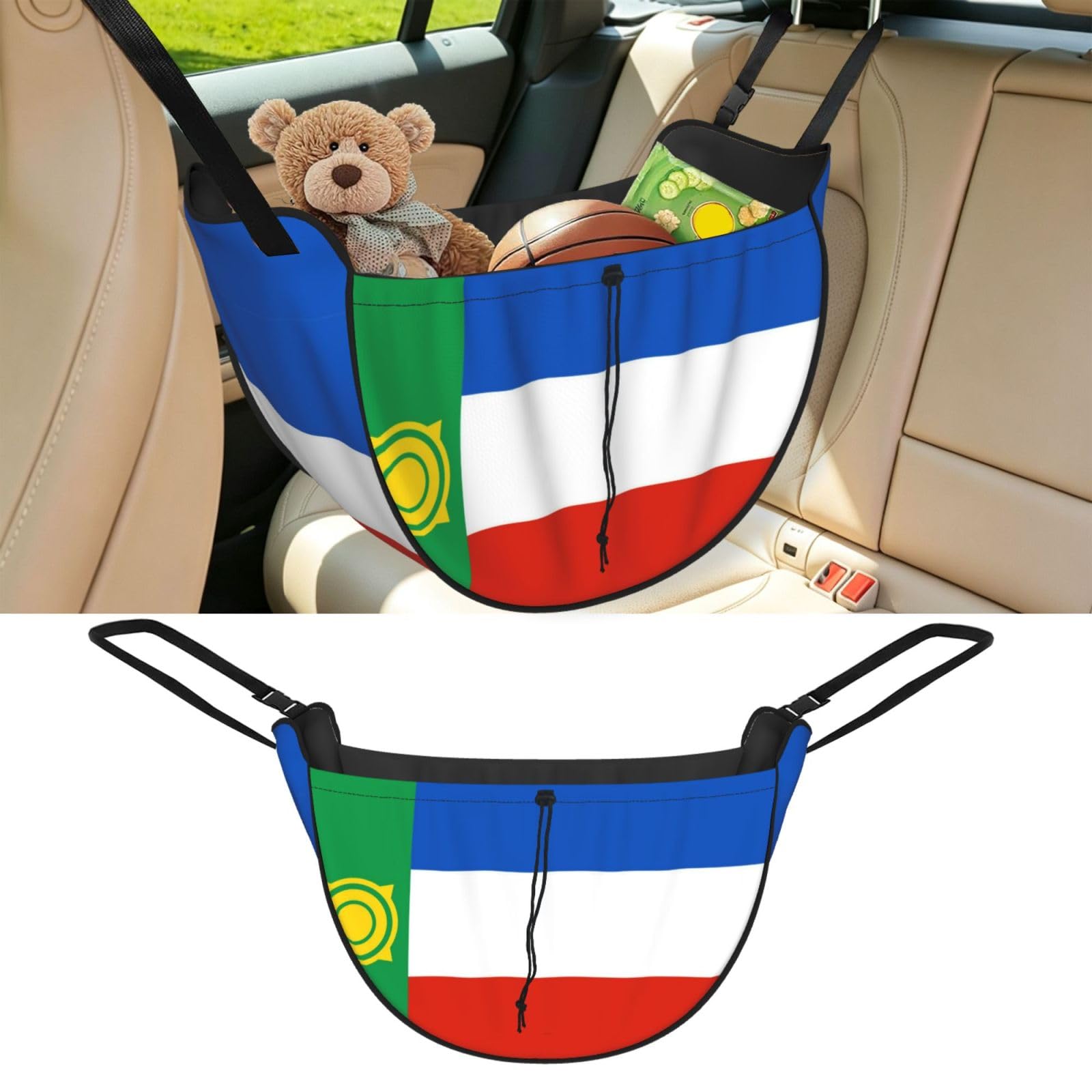 Cntdbu Black Flag Of Khakassia Car Seat Organizer-Backseat Storage Bag For Travel