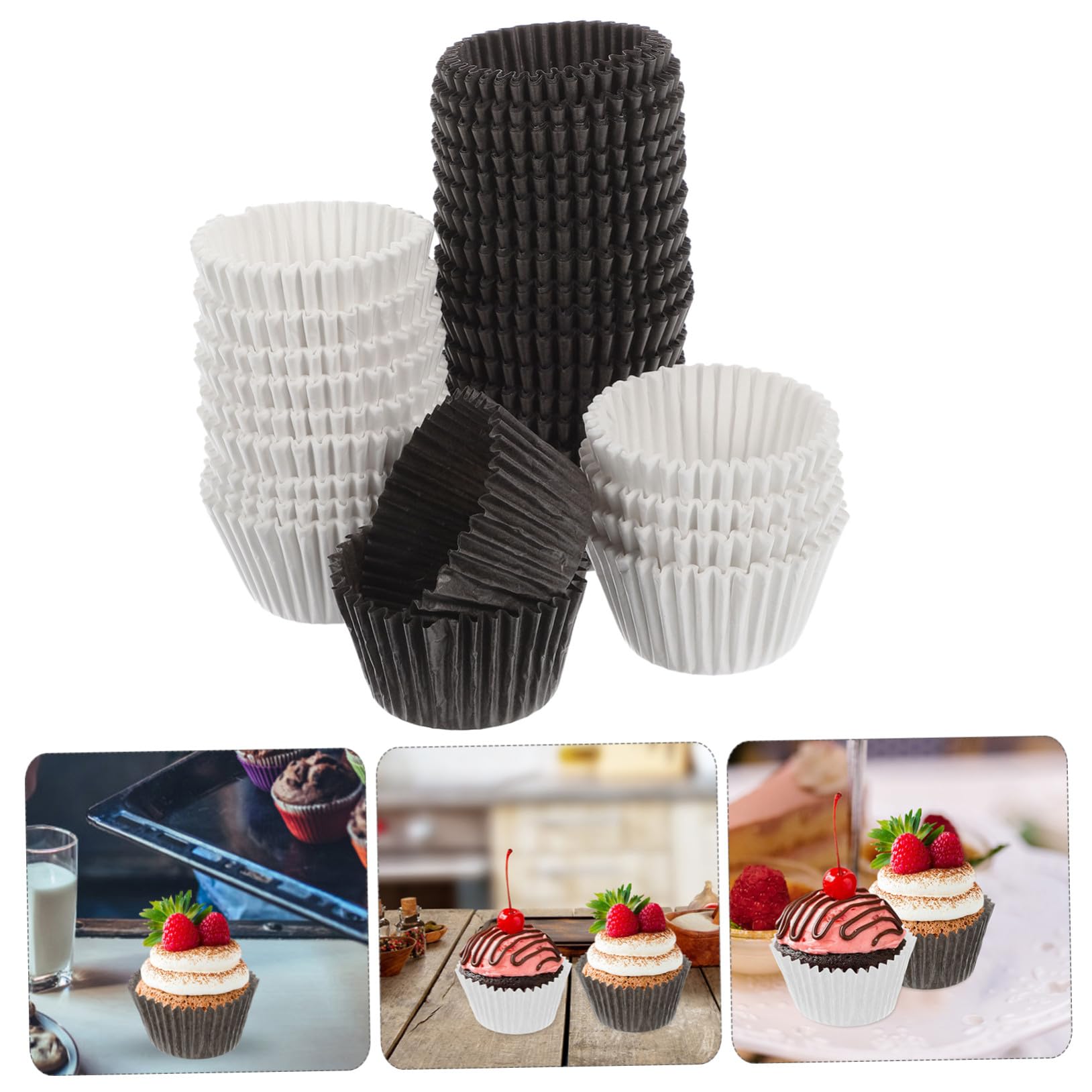 1000 pièces Grandes Caissettes Cupcake Papier Blanc et Doublures Muffins Résistantes Anti-graisse pour Fêtes Anniversaires Mariages