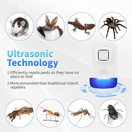 Miniatura 2 de Repelente ultrasónico de control de plagas, repelente electrónico de roedores para interiores y hogares, repelente de mosquitos, asesino de