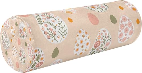 Silhouette Easter Eggs Flowers Bolster Pillow Covers Therapedic Neck Roll Pillow Round Pillow Throw for Neckroll Decorative Pillows Roller Pillow