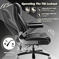 Vista 8 de 650LBS Big and Tall Office Chair with 5D Flip Arms and Thick Pocket Spring Cushion, Extra Wide Heavy Duty Office Chair & Adjustable Lumbar Support